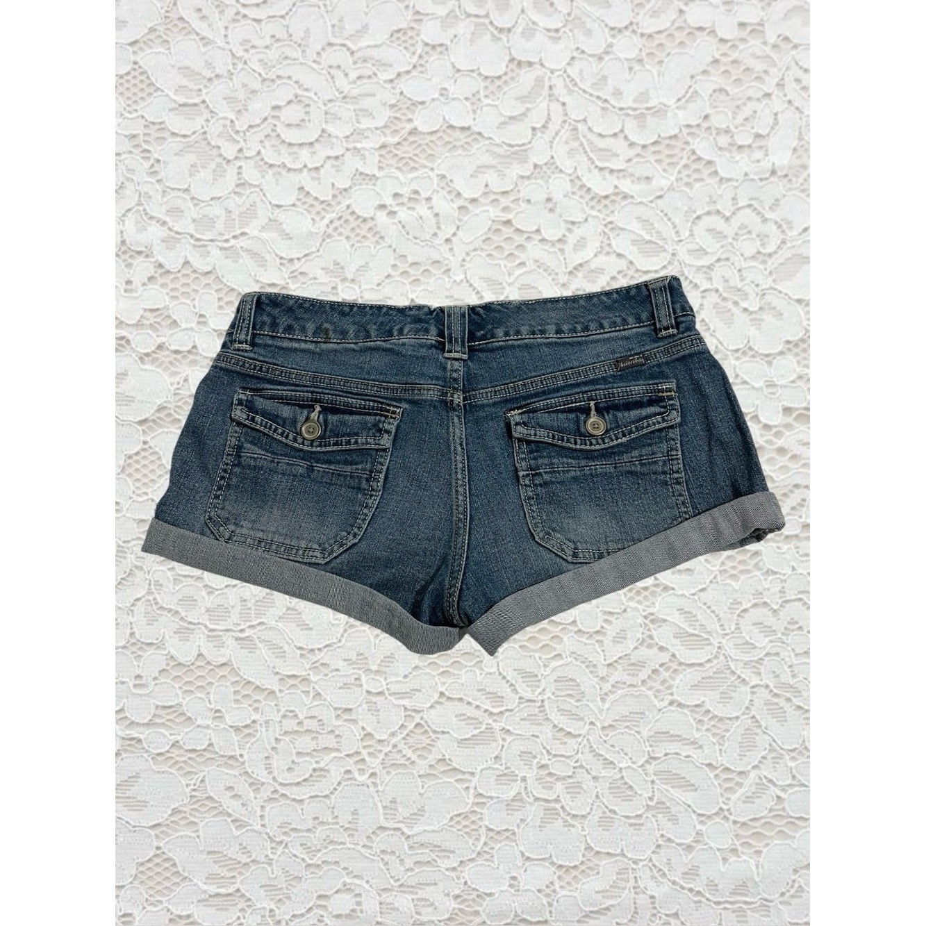 vintage union bay low rise butt pocket denim mini shorts