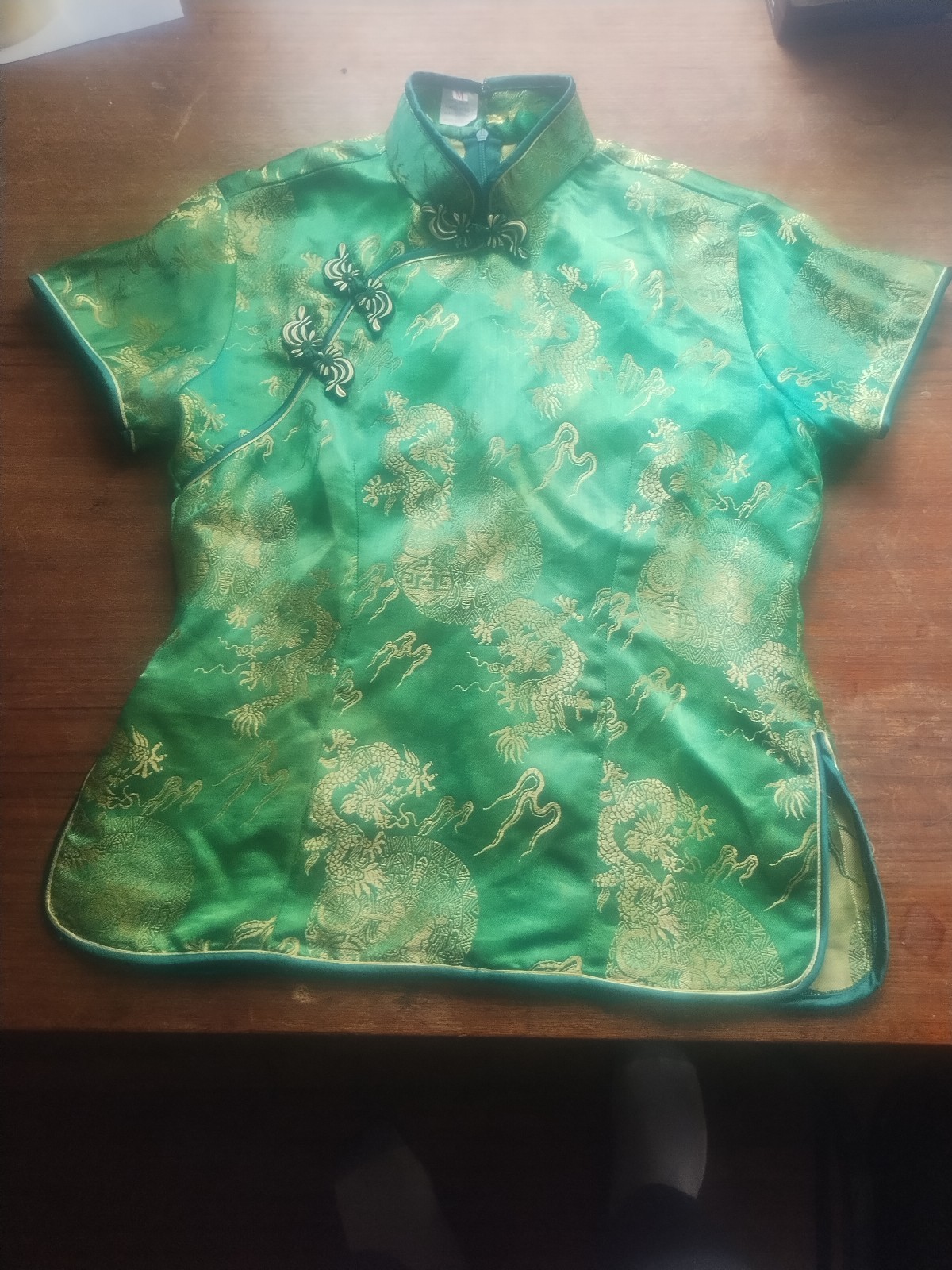 Green Silk Shirt Vintage Made In Vietnam