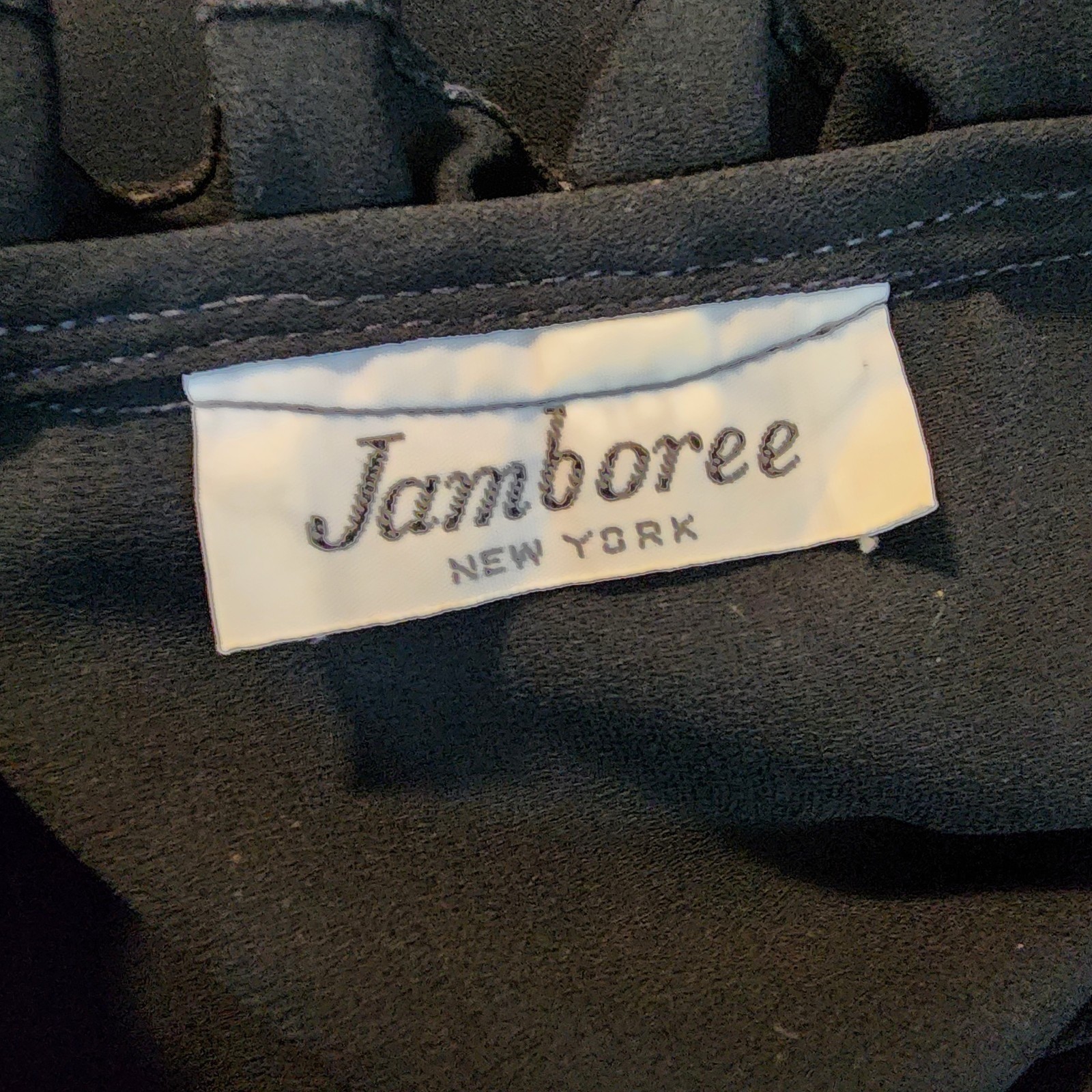 Vtg 70s JAMBOREE Size Small Couture Sheer Black Pearl Button Ruffle Neck Blouse