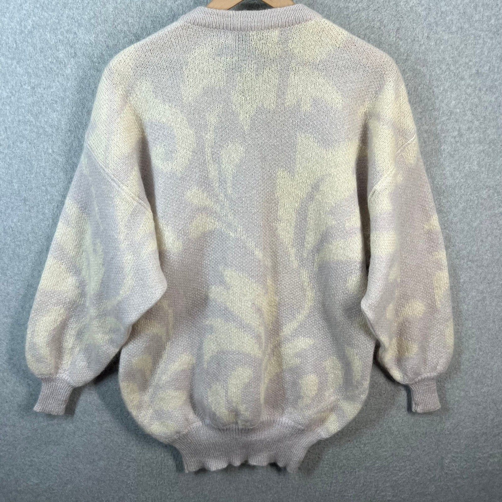 Escada Margaretha Ley Vintage Mohair Blend Sweater Lavender Floral Germany 40
