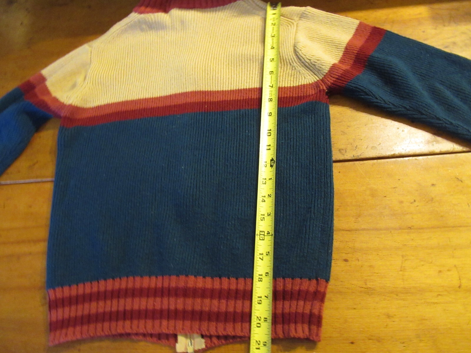 Vintage 1970s zip front collared cardigan stripe dark Teal Rose Maroon Sz M