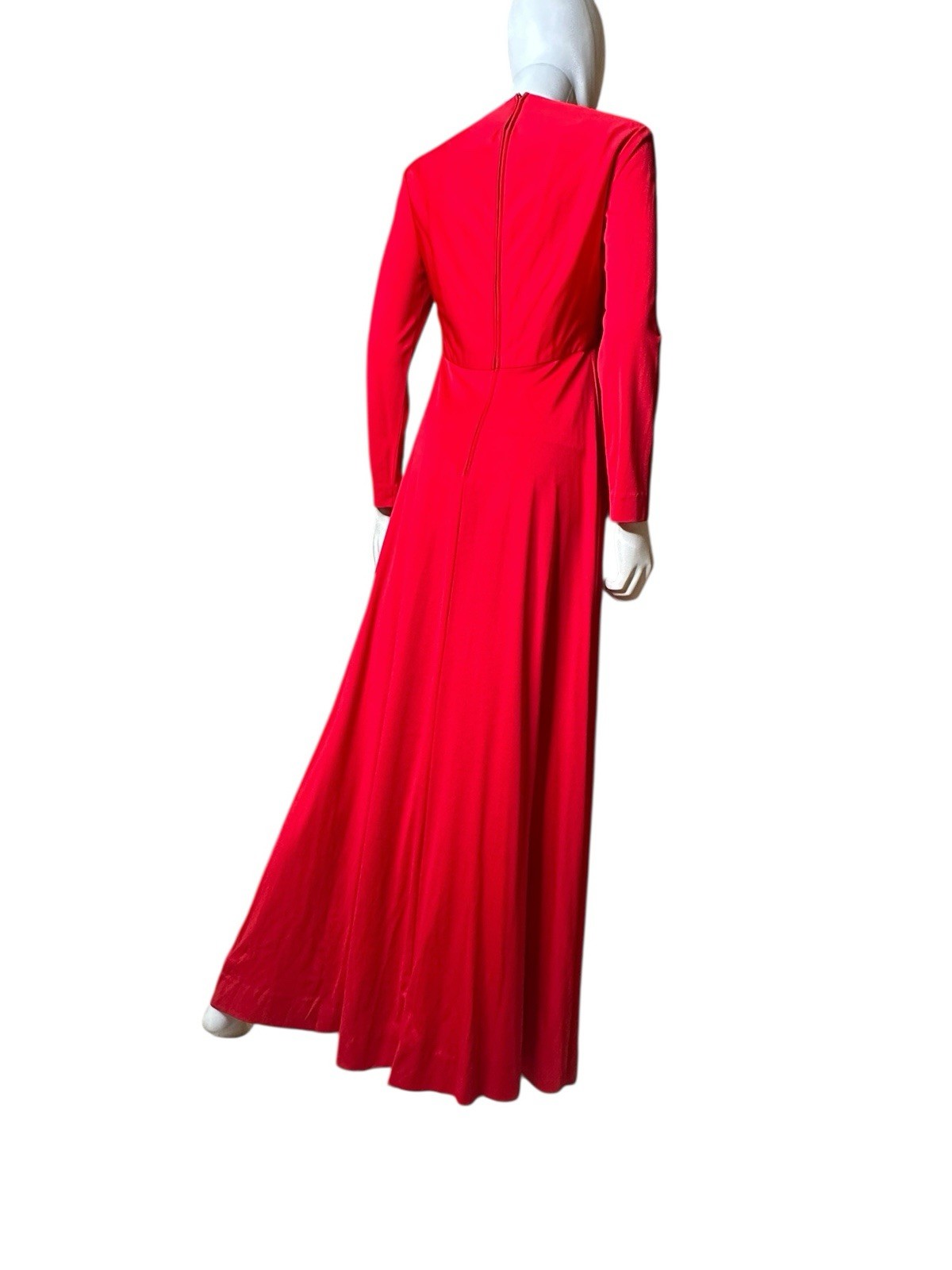 LEO NARDUCCI Ambiance Vtg Designer 1970s Red Holiday Maxi Dress Glamour Rare S/M