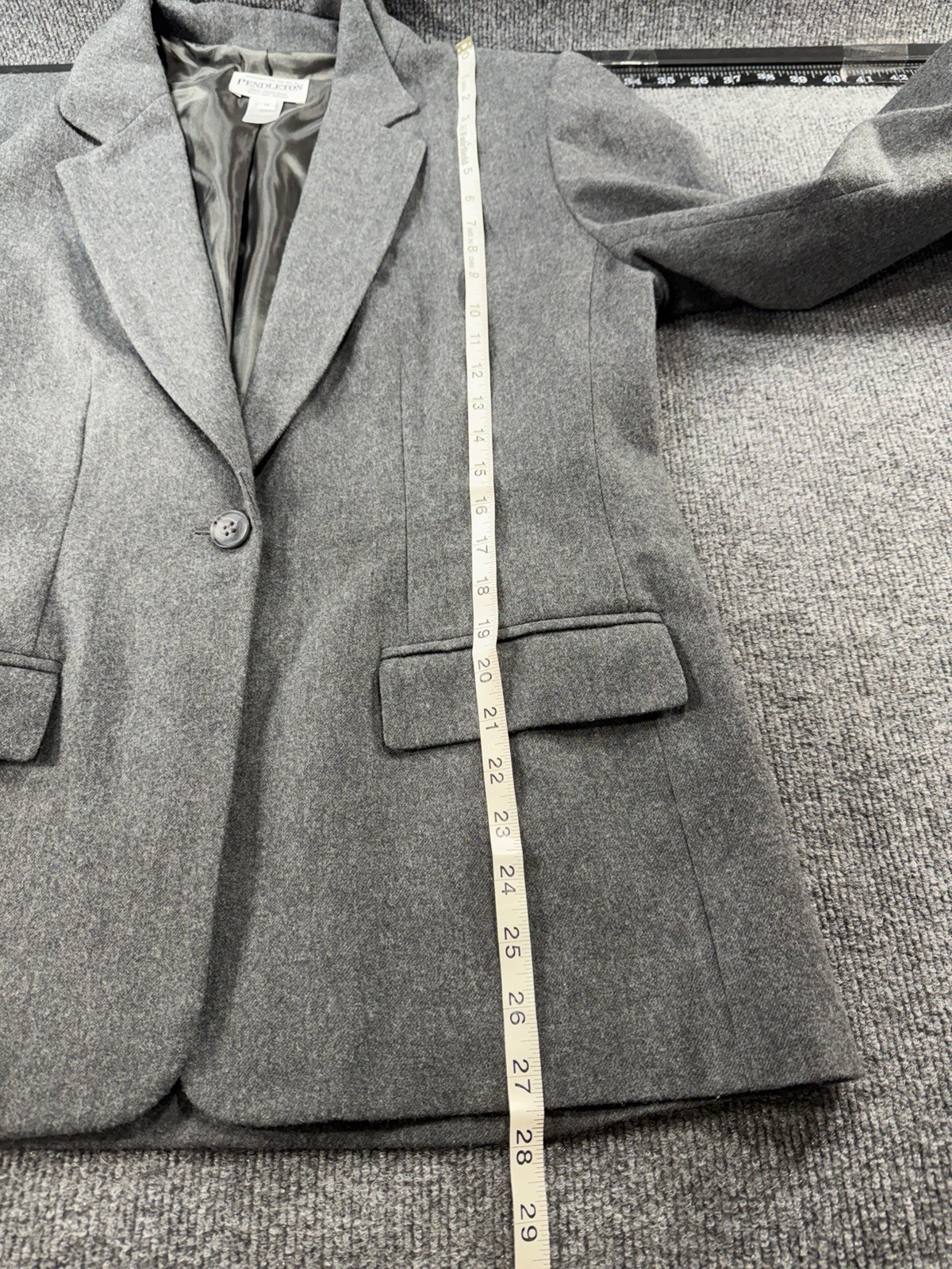Vtg Pendleton 100% Wool 2-Pc Women&rsquo;s Dark Gray Suit Blazer S 12, Pants S 12