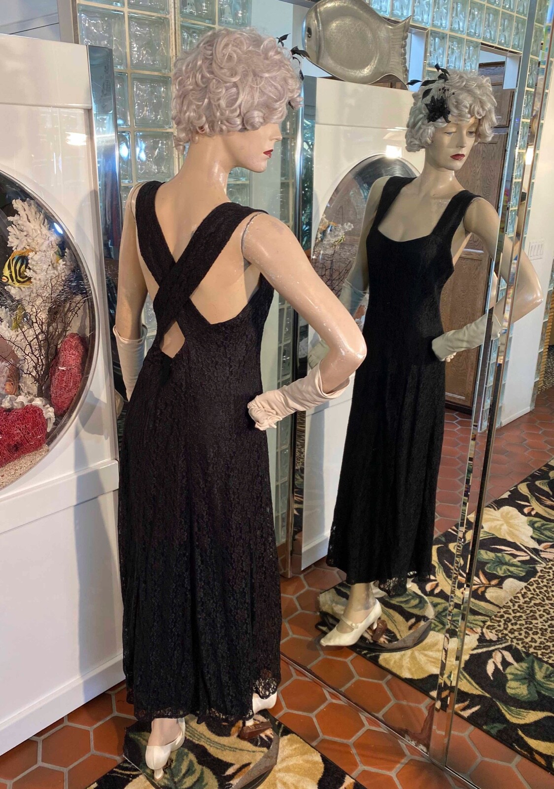 VTG 90s Sexy Maxi Black Lace Dress ALL THAT JAZZ Size L