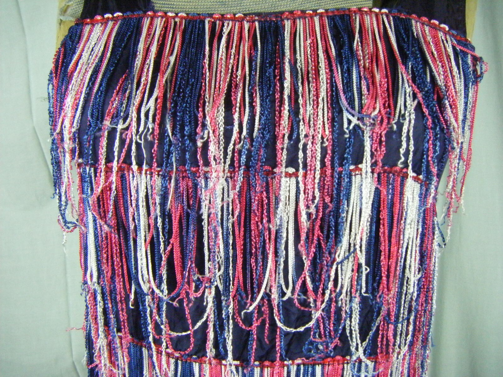 Vtg 60s Multi Colored Fringes Rayon Crepe Top-Bust 32/3XS-2XS