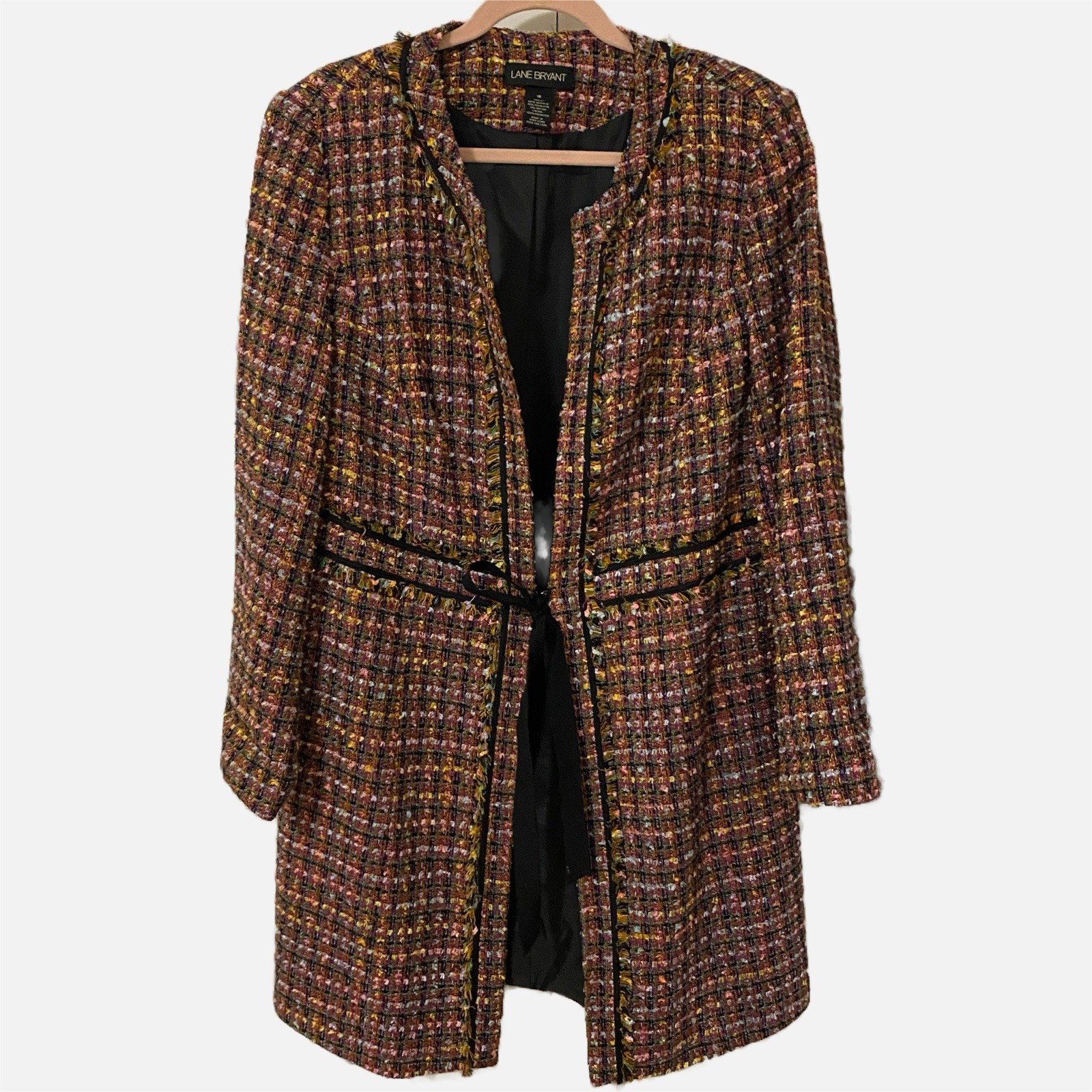 Vtg Lane Bryant Jacket Coat Women’s Sz 18 Tweed Boucle Woven Hong Kong