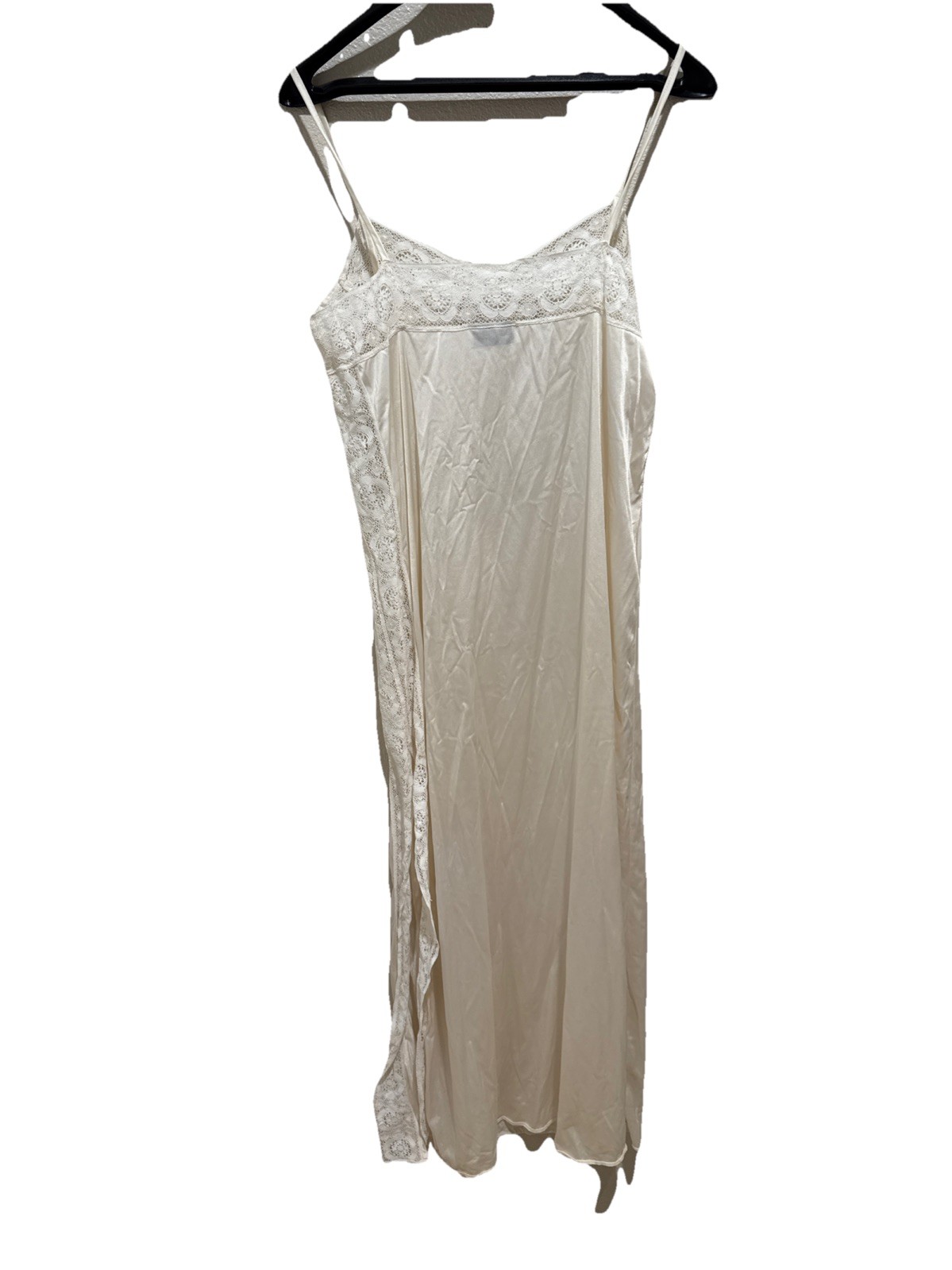 Vintage Gemma of France Ivory Lace Lingerie Dress Nightgown Peignoir Size 44 Lg