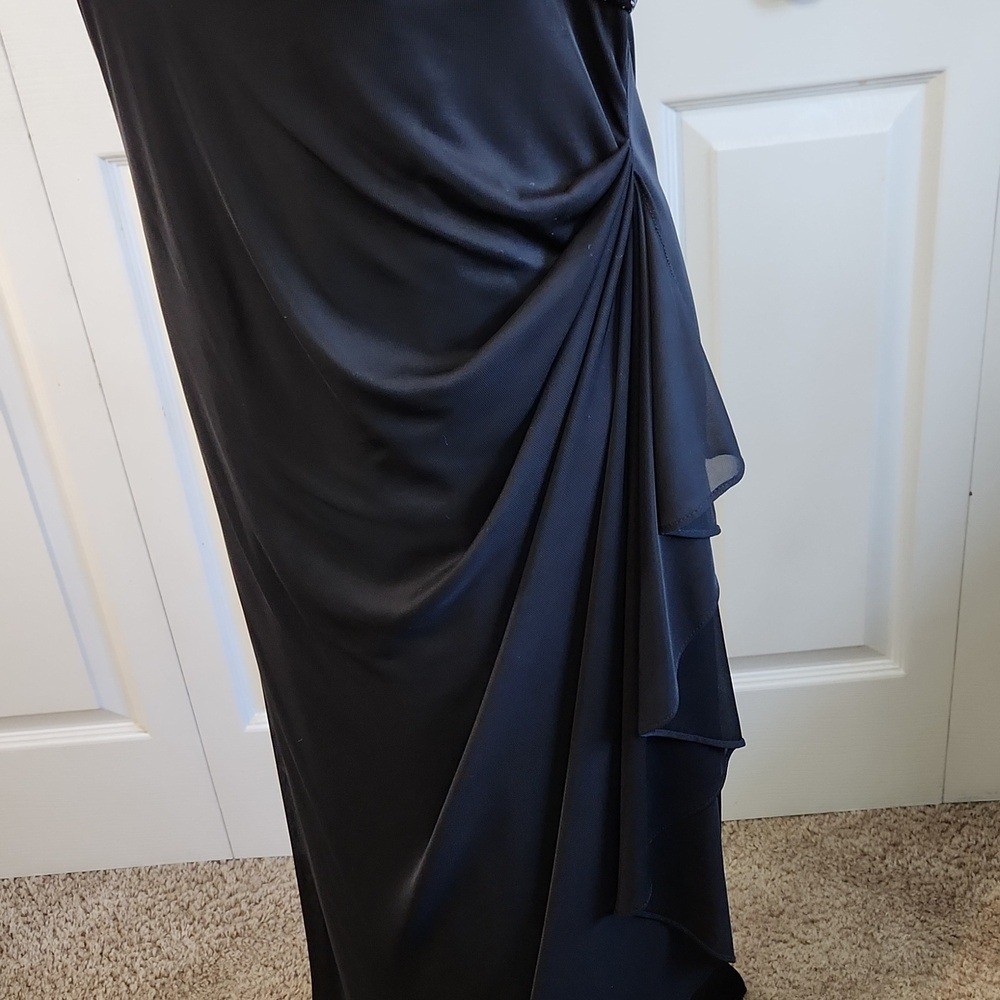 VTG Alex Evenings Black Beaded Maxi Dress & Jacket Set 12/14 LG Elegant Sparkle
