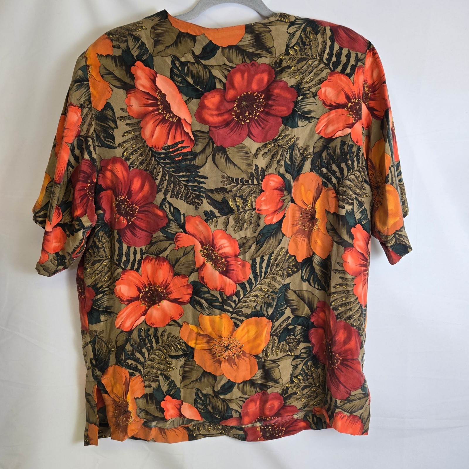 Rafaella Two Piece Set Top & Skirt 100% Silk Tropical Floral Vintage Large READ