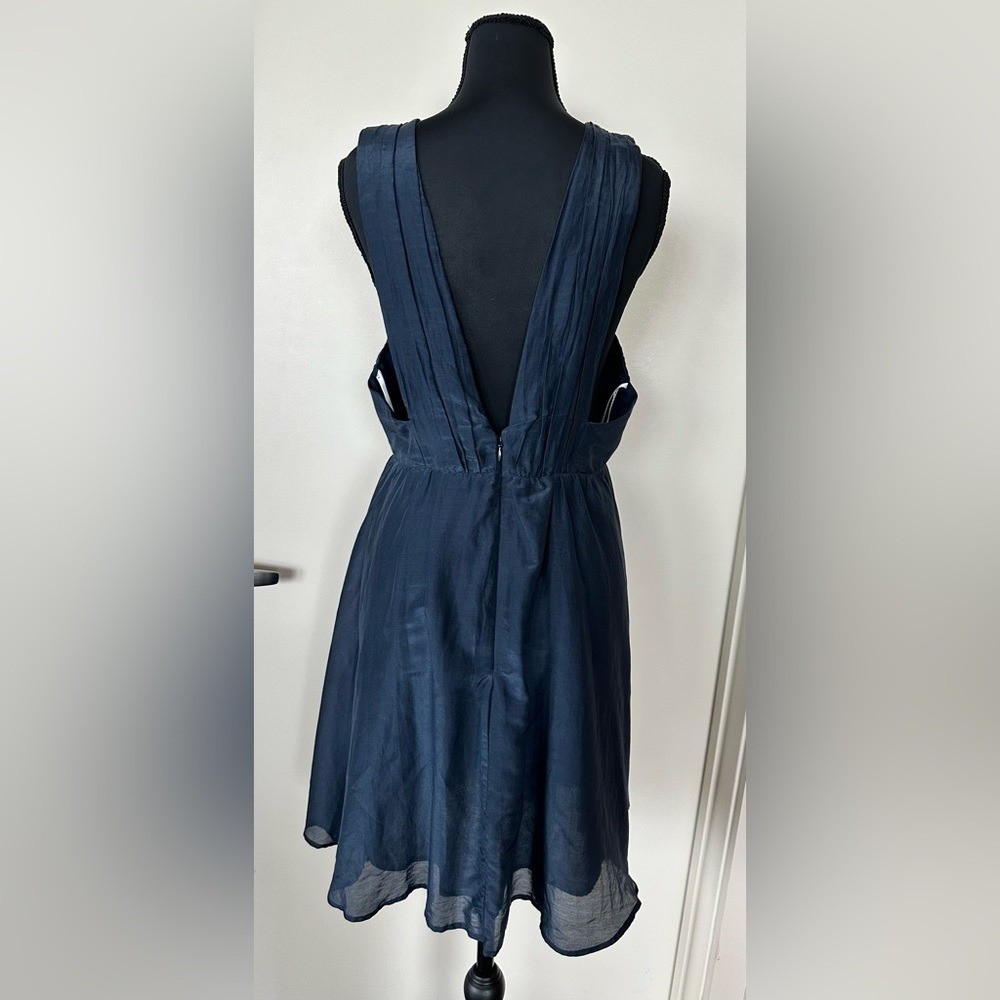 Bird & Knoll Meadow Cotton/Silk Mini Dress in Inky Blue. NWT. Size L