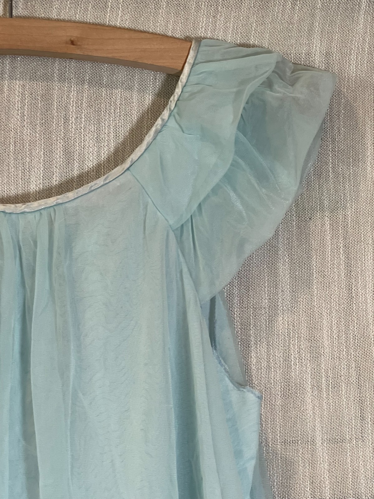 Vintage Gossard Artemis BLUE CHIFFON NIGHTGOWN~Babydoll Nightie*S Sleepwear*Rose