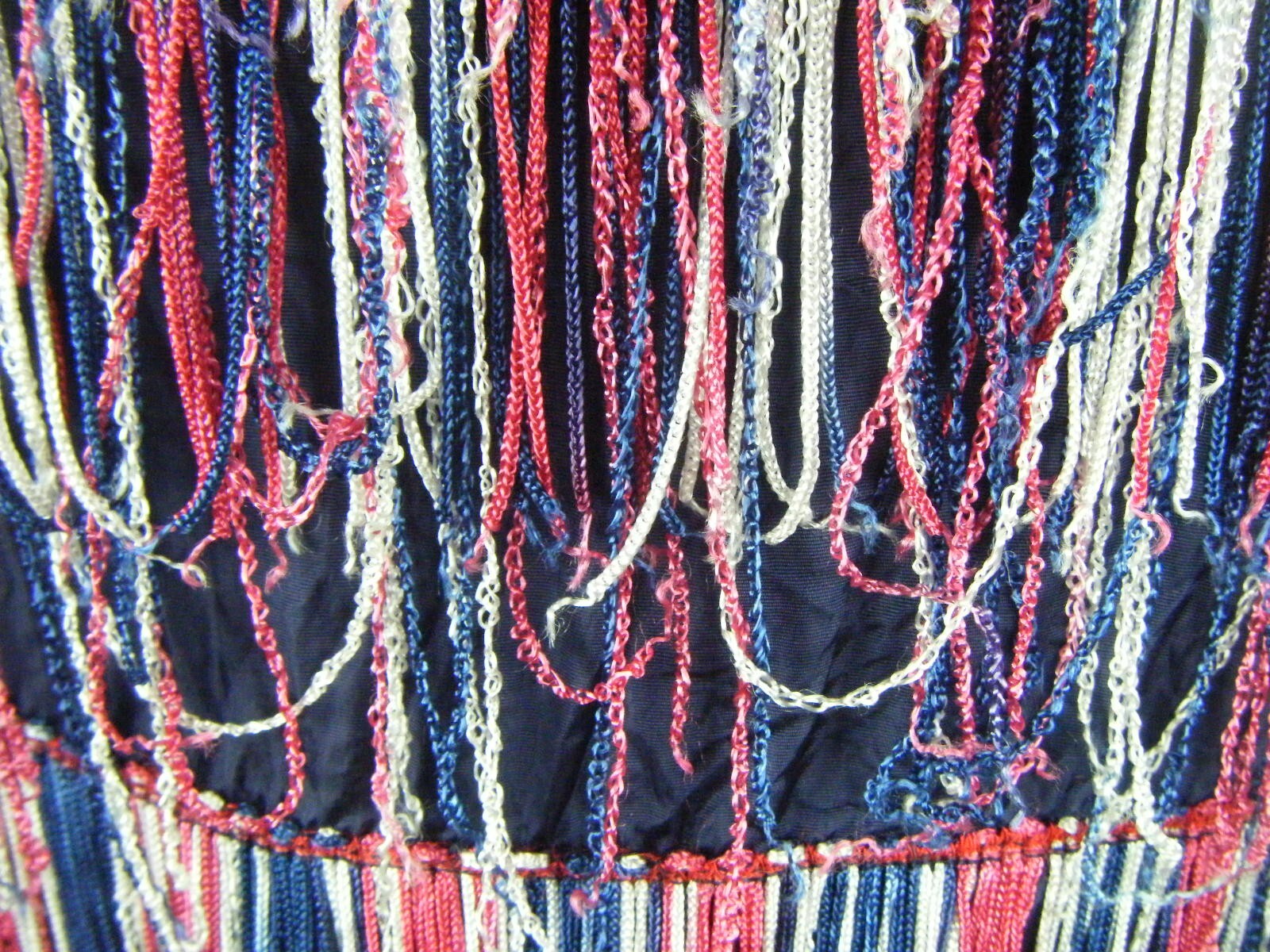 Vtg 60s Multi Colored Fringes Rayon Crepe Top-Bust 32/3XS-2XS