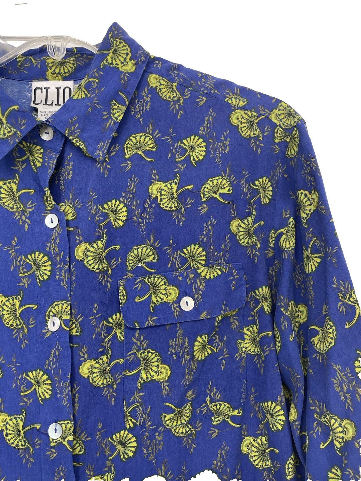Vintage 1990s Y2K Floral Statement Maximalist Over Sized Silk Blouse Shirt LG