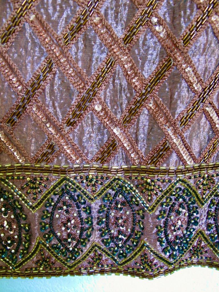 Vintage 80s Stenay Copper Brown Silk Trophy Sequin & Bead Jacket S Glam Party
