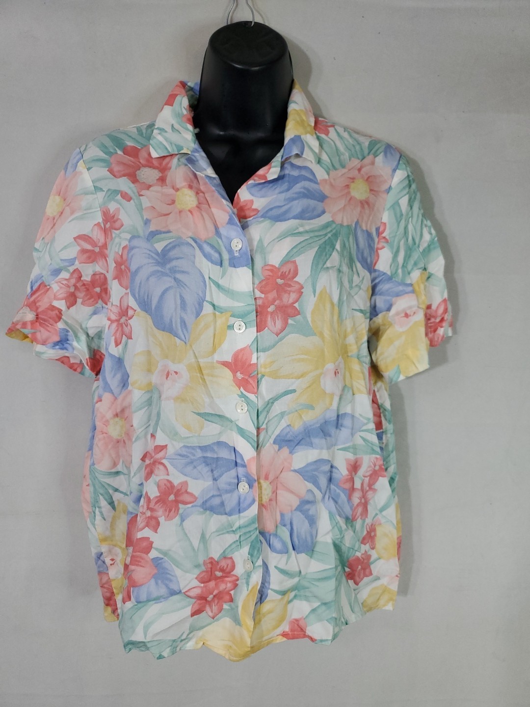 Vtg Alfred Dunner Women&rsquo;s 12P 80s Button Up Short Sleeves Pastels Floral (Read)