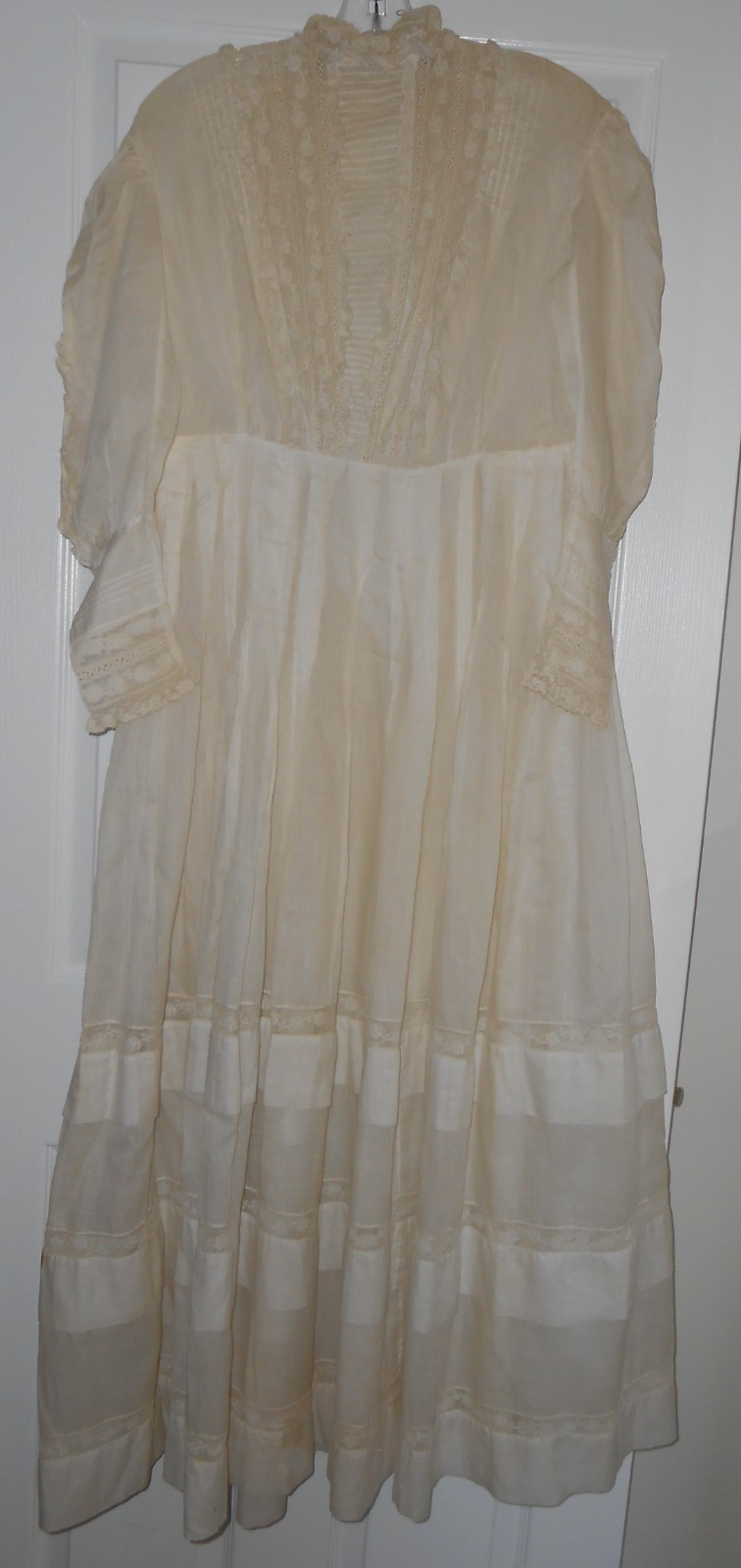 Vtg 1890s 1900s Victorian Edwardian DAY DRESS Lace Lawn Cotton FINE Handmade