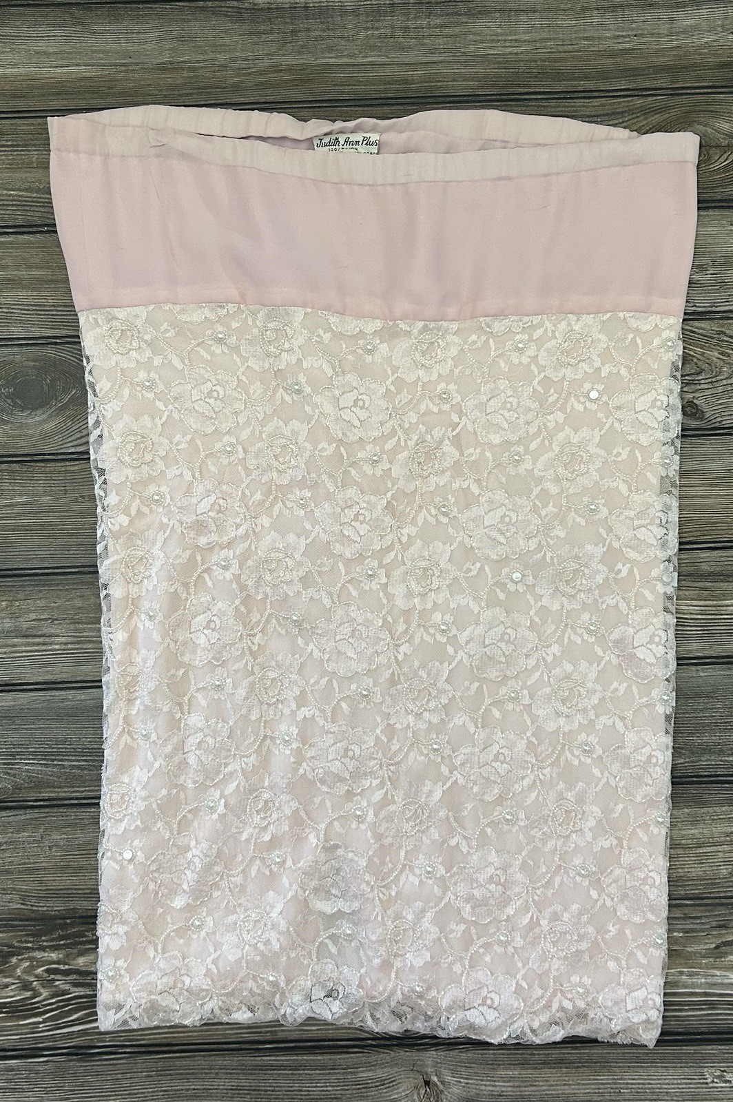 Vintage Judith Ann Plus Creations Beaded Sequin Lace Blush Pink 2 Piece 16-18