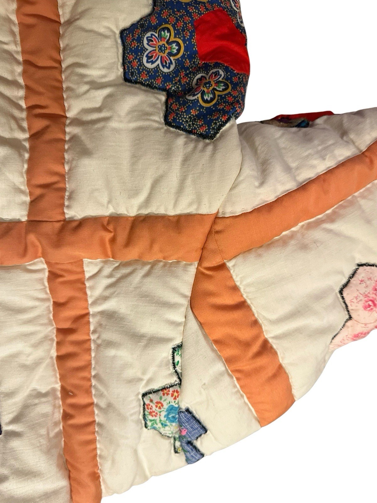 Vintage Flower Garden Handmade Quilt Jacket Coat 1970s Groovy Flower Power