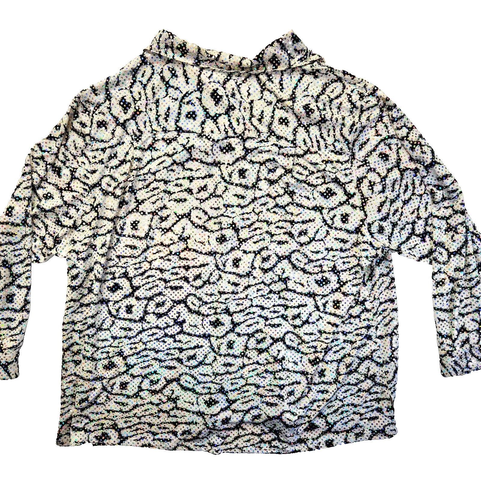 Vintage Selene Formal Top Blouse Beaded Sequin Long Sleeve Rhinestone Womens 22