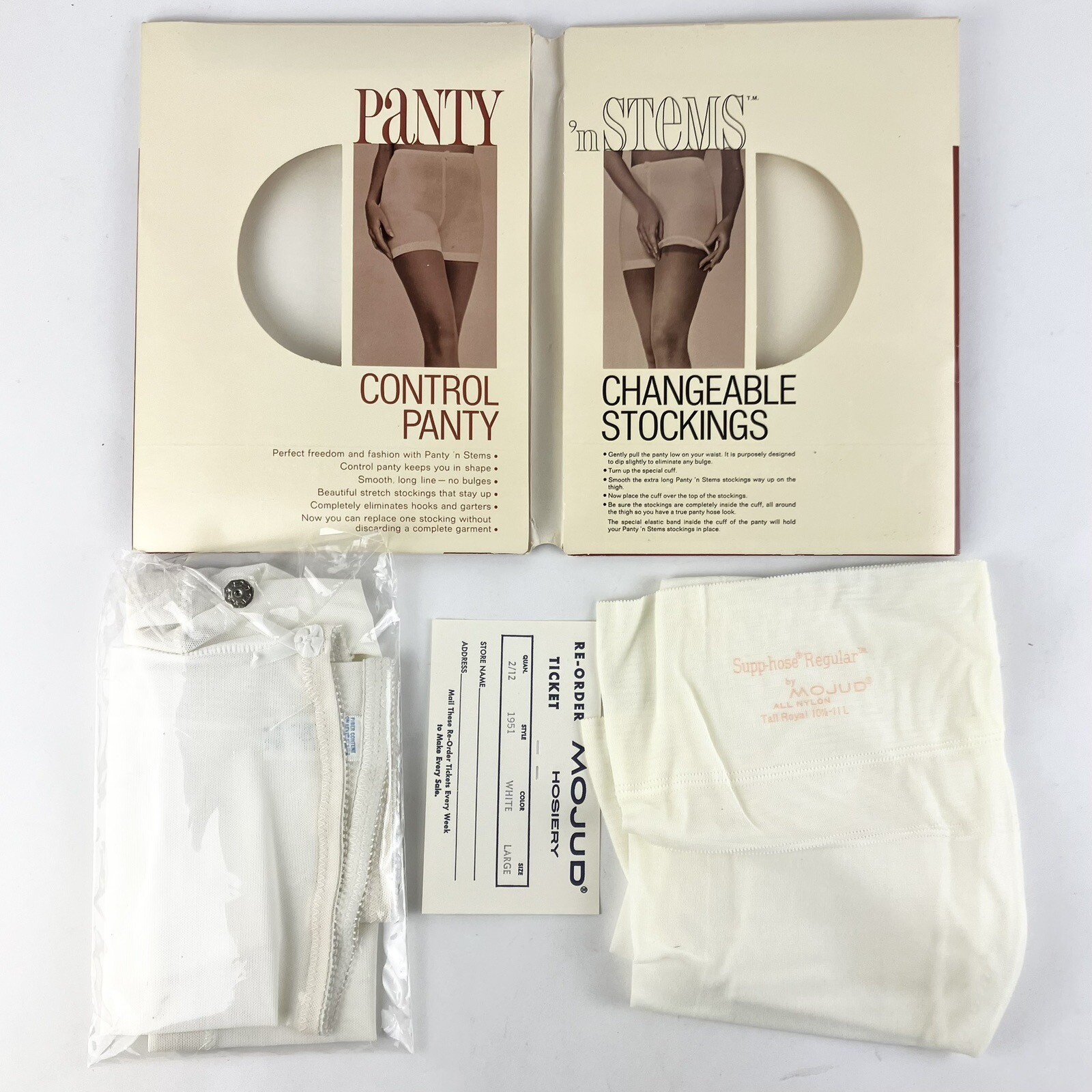 Mojud Control Panties 1960s Union Made Sheer Extra Firm Control White Large Vtg