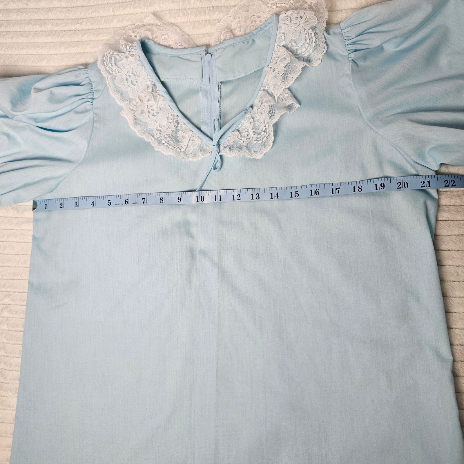 VTG 70s Partners Please Malco Modes Blue Lace L Ruffle Collar Prairie Coquette