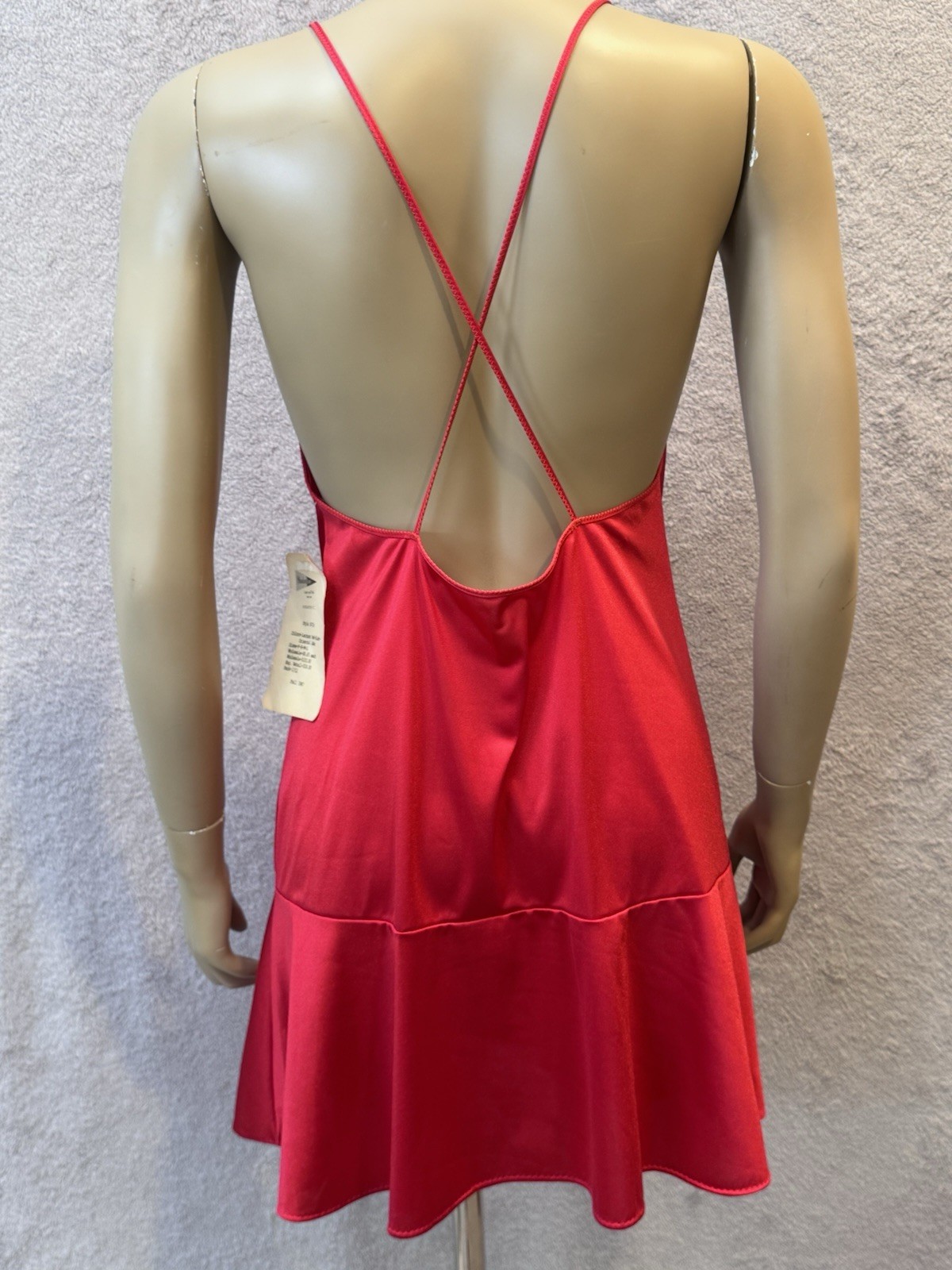 VTG Shadowline Sexy Red Nightgown Backless w/Straps, Flirty, Bombshell, Sz S/M