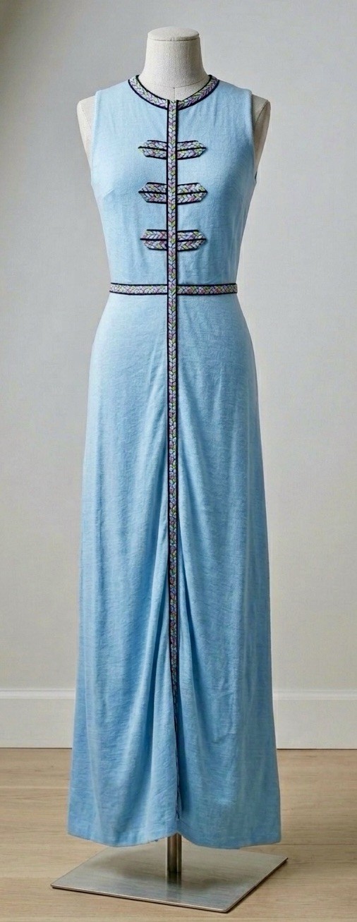 Super Rare 1960s Lilly Pulitzer”The Lilly” Maxi Dress w Chevron Embroidery