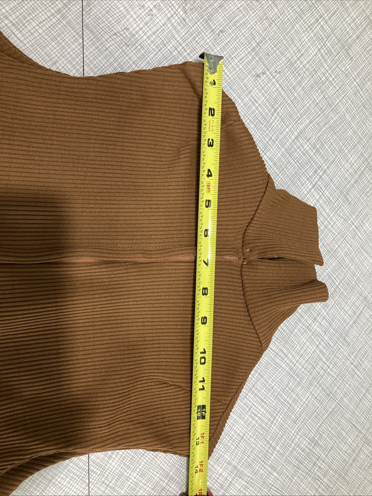 Vtg 70s Mod Geometric Dress & Jacket Set Brown Tan MCM Shift Suit Nemo Zip EUC
