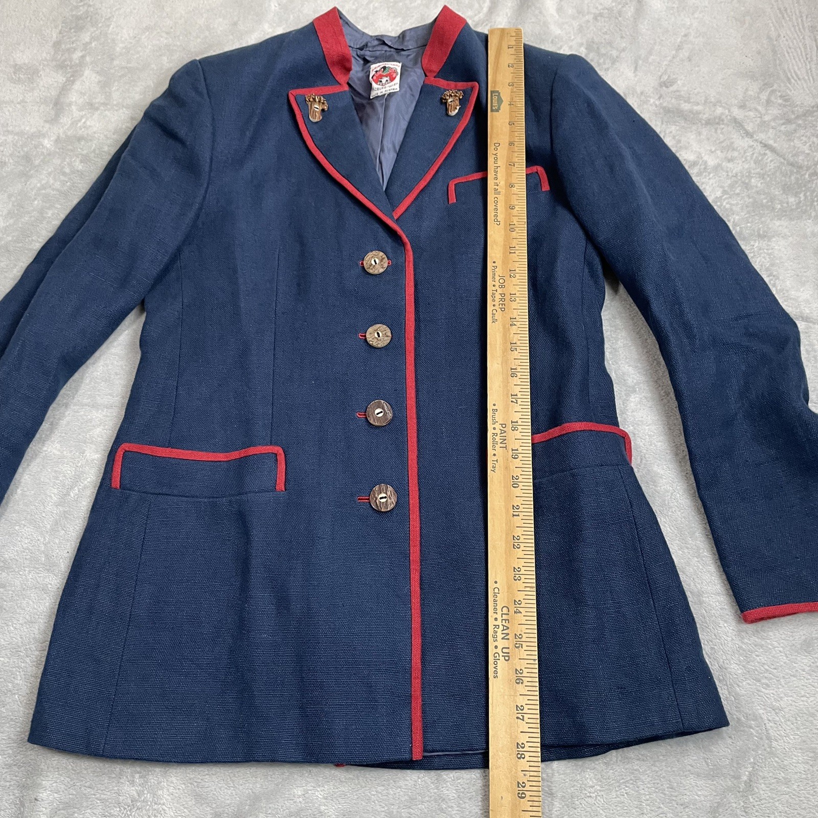 Original Lanz Blazer Jacket Womens Vintage Austria Blue Red Unique