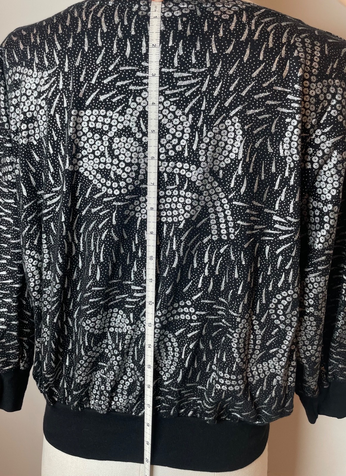 Vintage Golden Gate 1980&rsquo;s Pullover Dolman sleeve Black with silver metallic top