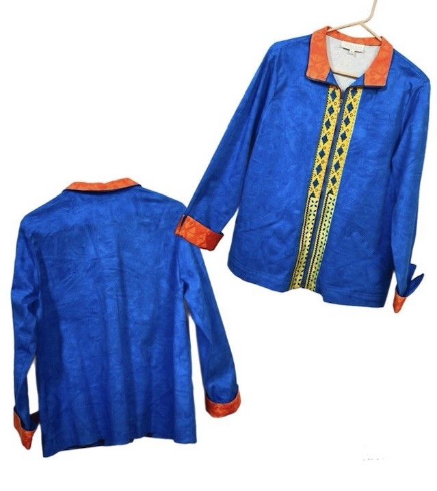 Breeze By Dorothy Schoelen W Lg Blue Orange Jacket Skirt Set USA