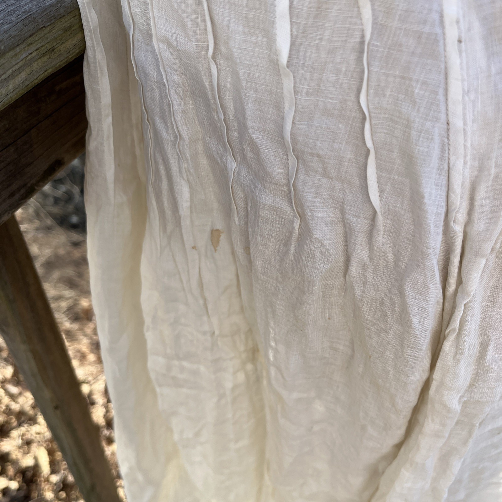 Authentic Edwardian Off White Cotton Lawn Dress c.1900 Lace Pintuck Button Back