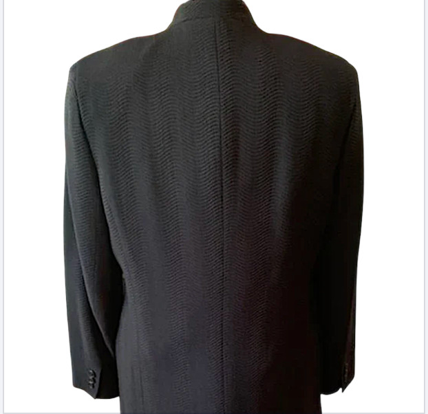 Emanuel Ungaro Vintage Black Suit Mandarin Collar / Pencil Skirt Size 10 ($775)