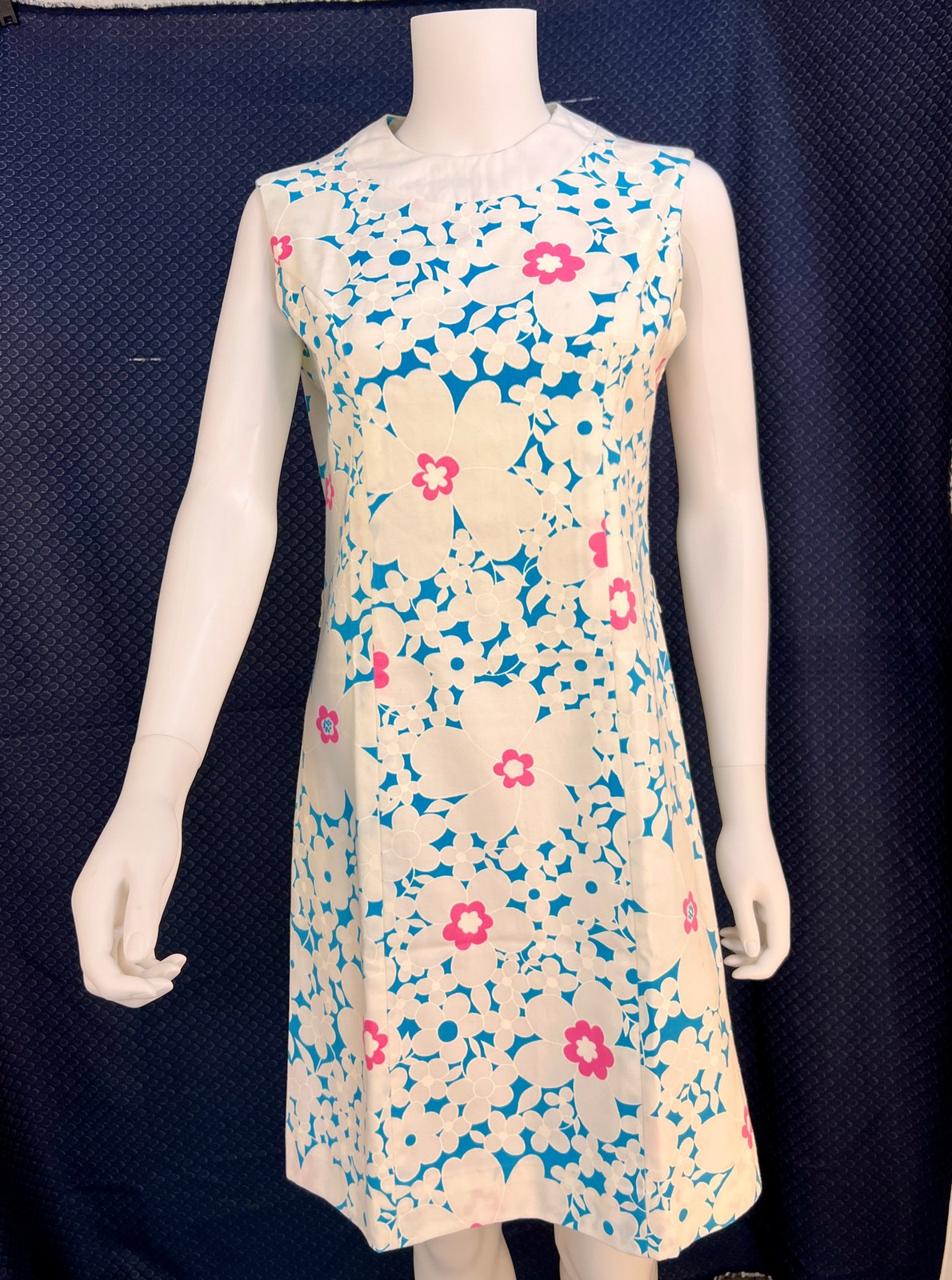 1960s Blue and White Liberty Circle Minidress, S/M