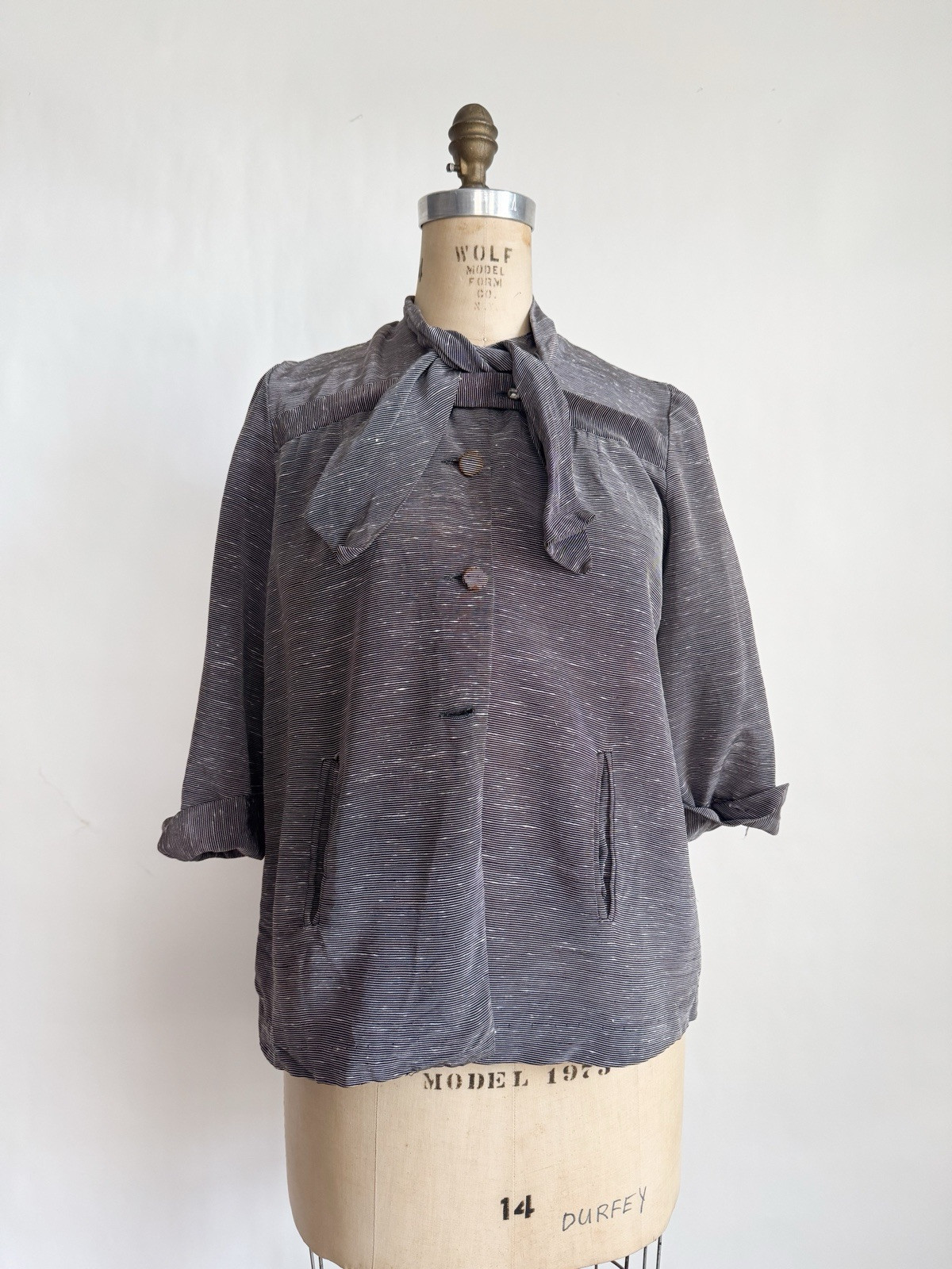 Vintage 1950s Welcome Stranger Maternity Jacket Top Navy Faille M