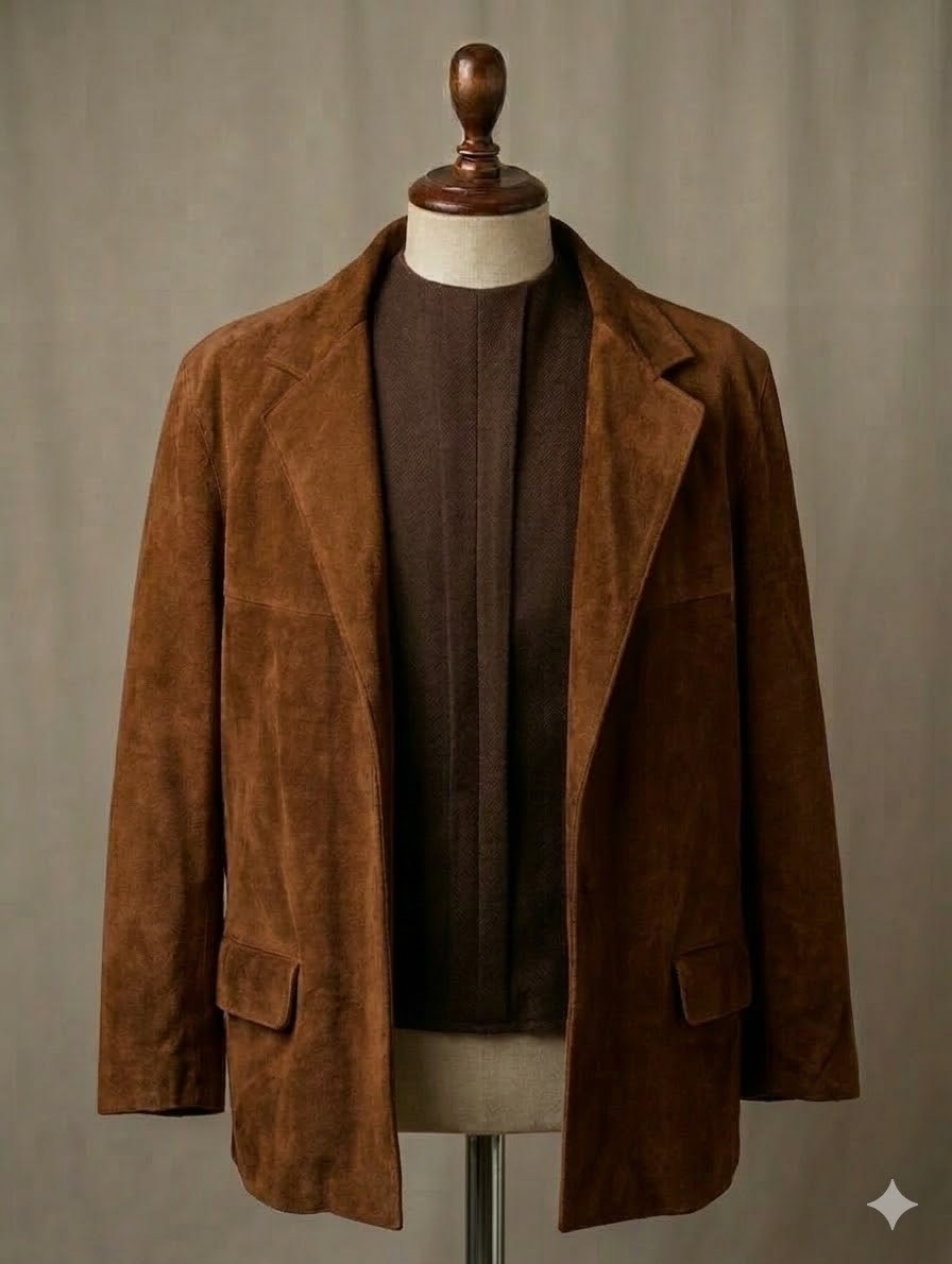 Vera Pelle Italian Suede Jacket in Camel (Size 42)
