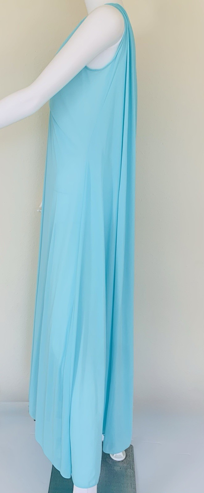 LUCIE ANN vintage 1960s 70s Gold Label KEYHOLE Maxi Dress Nightgown Gown blue S