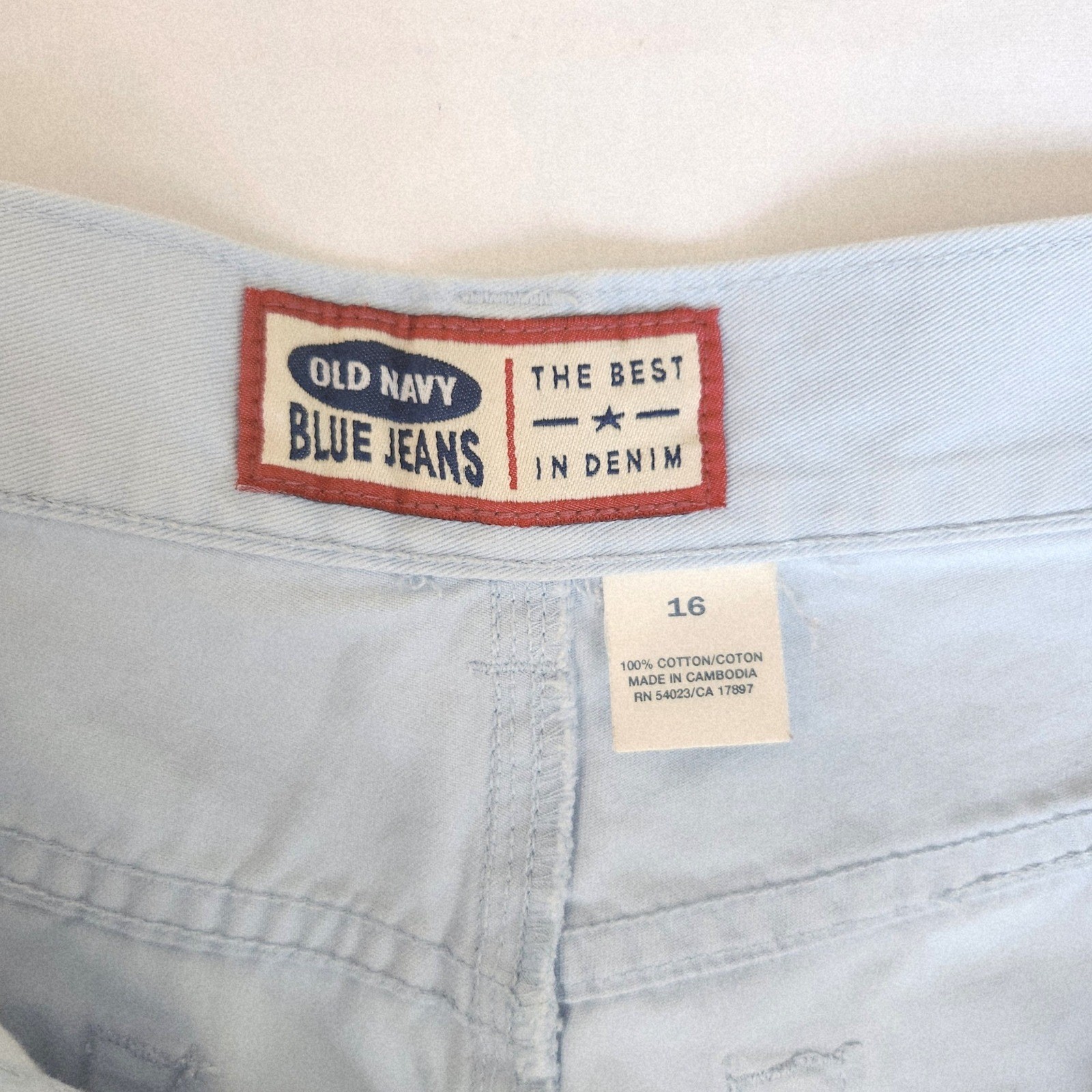 Vintage Old Navy Light Blue Light Denim Chino Shorts Size 16