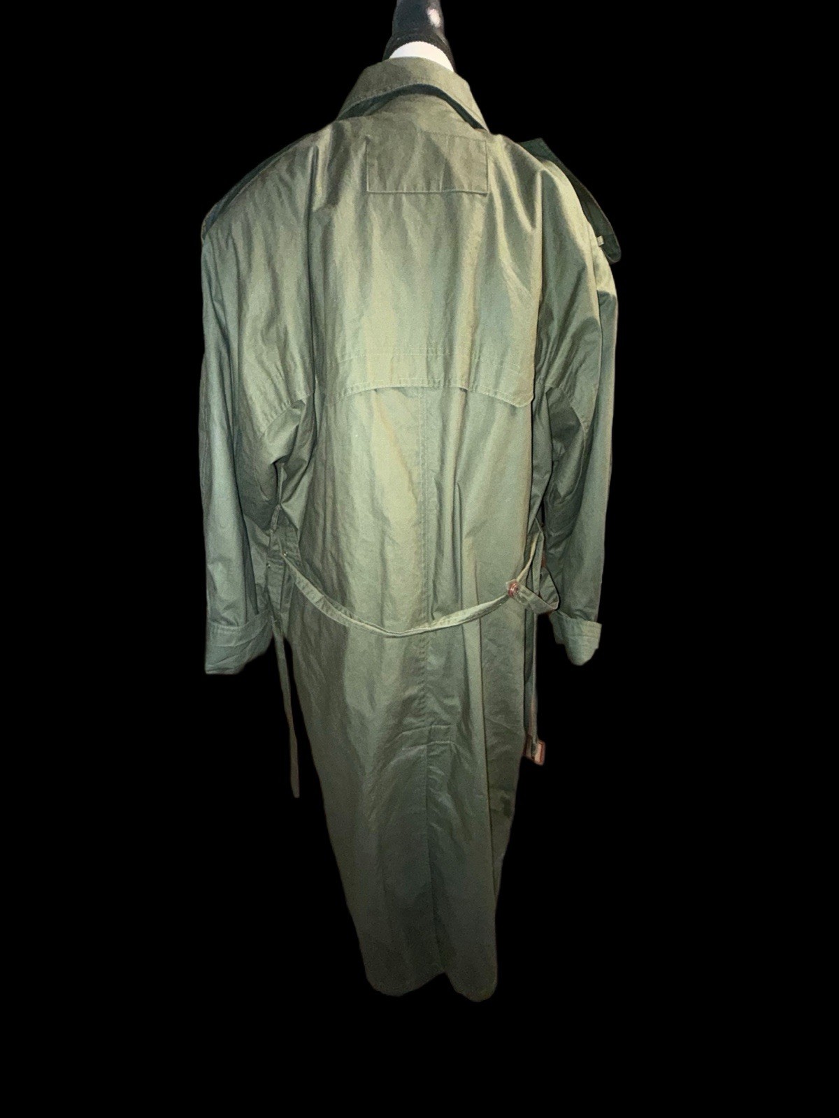 Fox Run Olive Green Lined Belted Trench Coat 1980’s Eco Aesthetic Womens