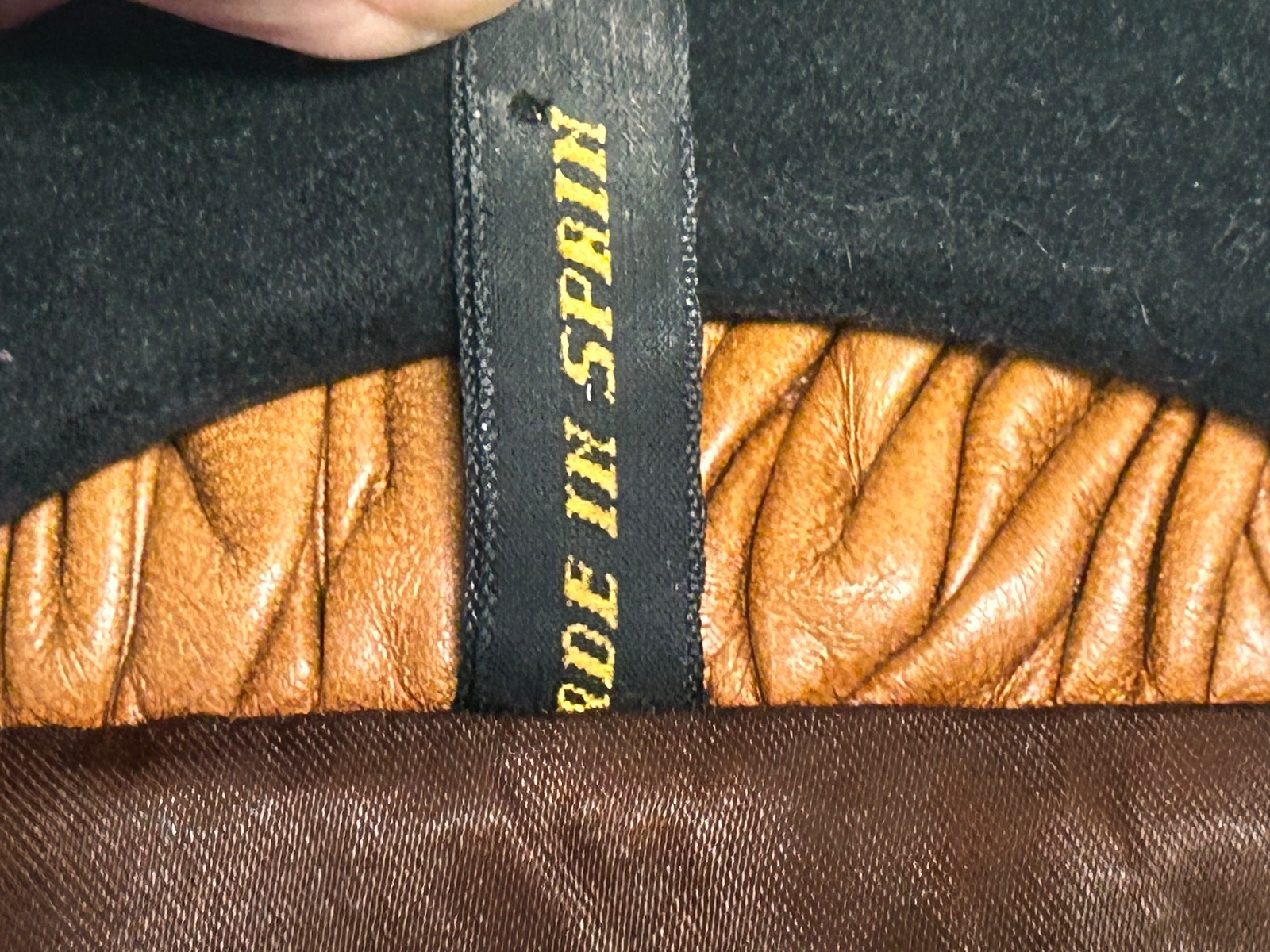VTG Camel Brown 3/4 Length Sleeve Leather Coat Women&rsquo;s Handcrafted in Spain