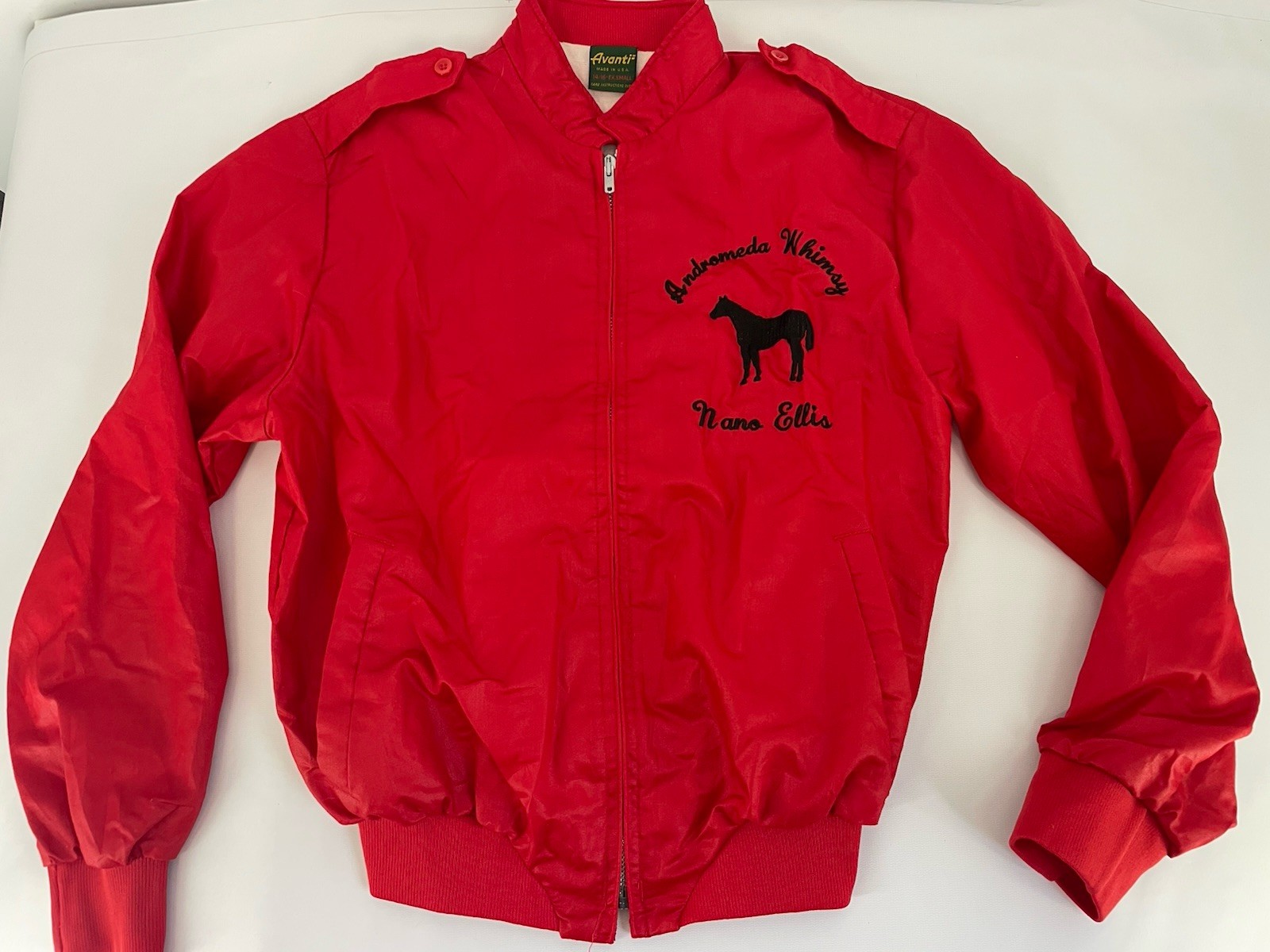 Rare Vintage 80s Red Bomber Jacket Avanti XS 14/16 Horse Riding Andromeda Whimsy