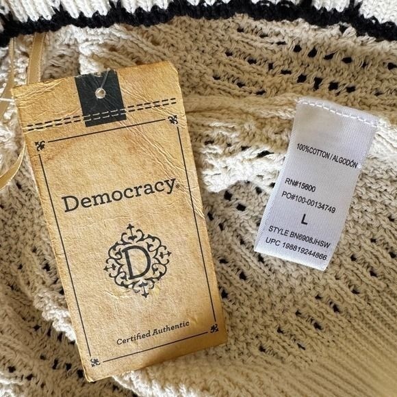 Boho Romance, Cottagecore Vintage Crochet Democracy Tipped Sweater Tank Sz Large
