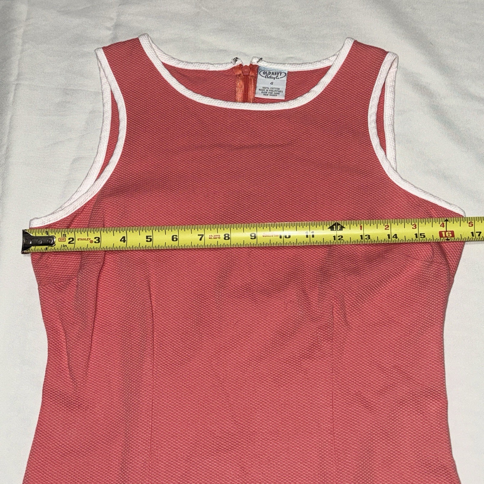 Vintage OLD NAVY Clothing Co Coral Red Tank Dress Eyelet Trim Size 4