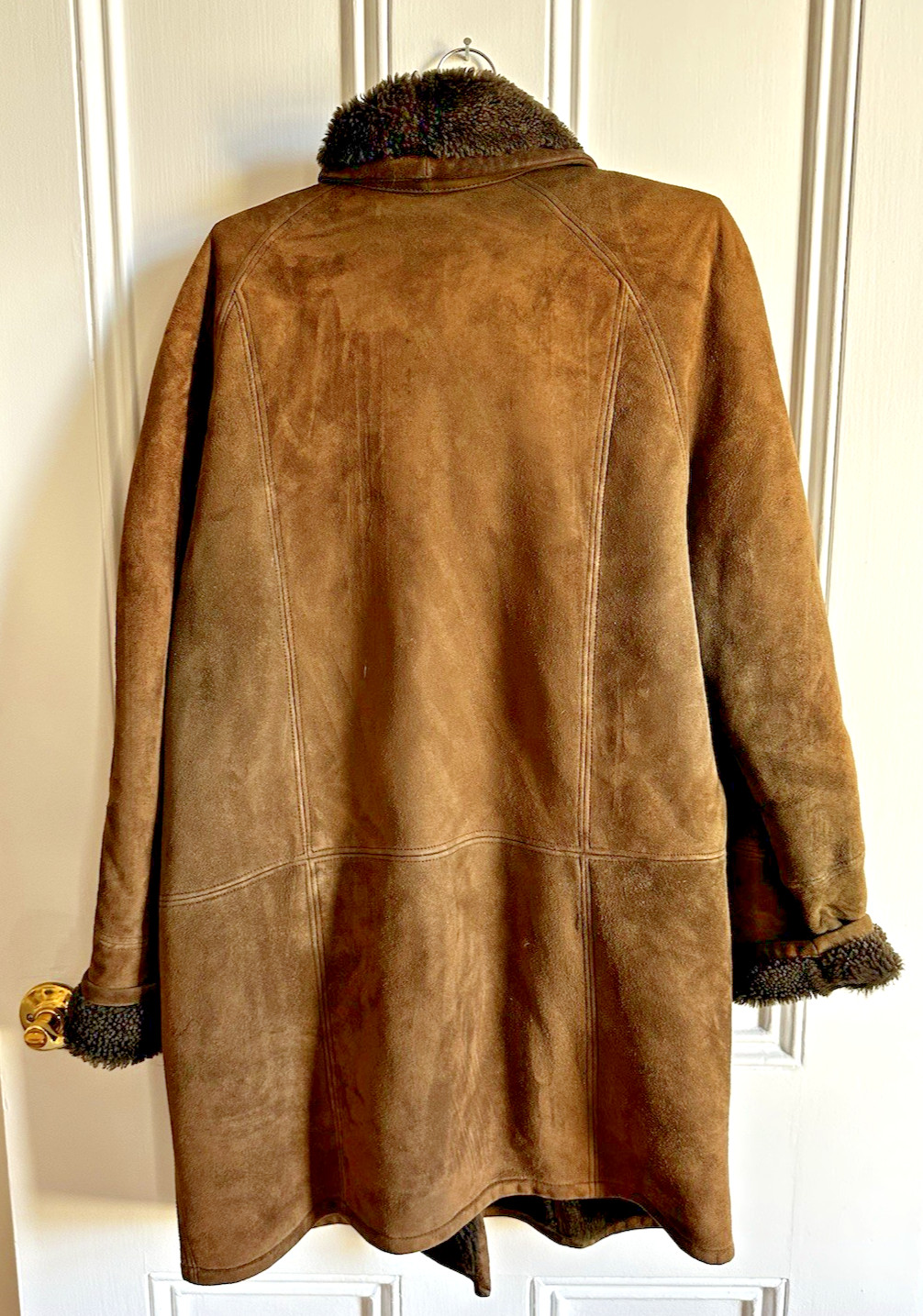 Vintage Brown Lambskin Shearling Authentic Spanish Lamb Lined Jacket Coat M/L