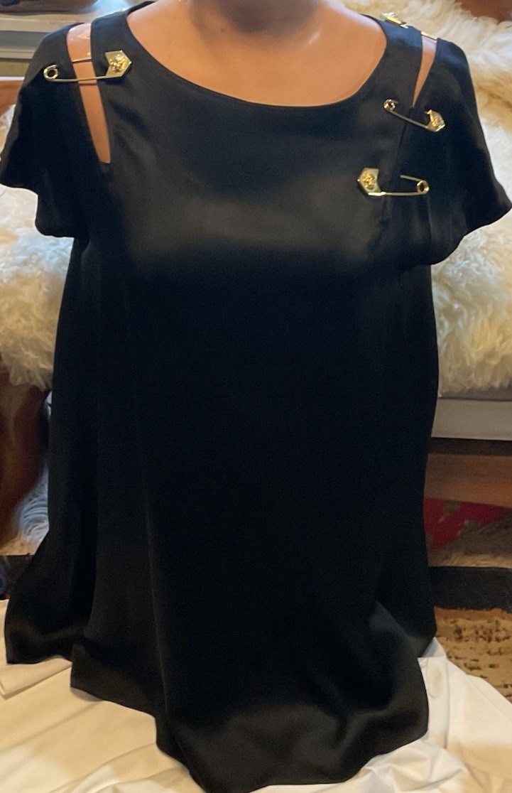 Vintage 80’s Giovanni Versace Versus Little Black six Lion Head Pin Italy Dress