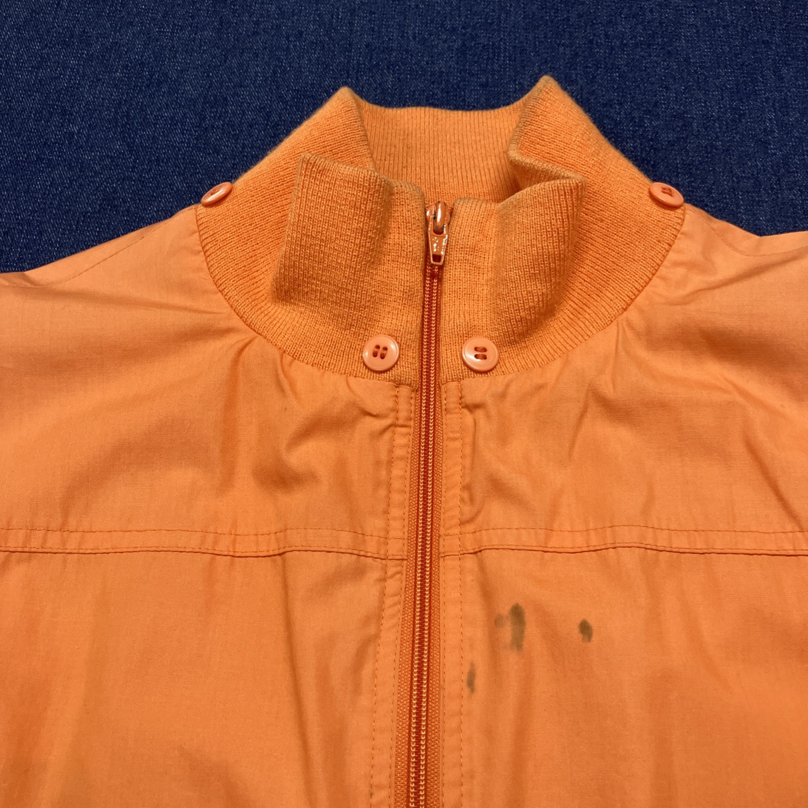 Vtg Distressed 70s 80s Foxland Polycotton Long Rain Windbreaker Jacket Orange L