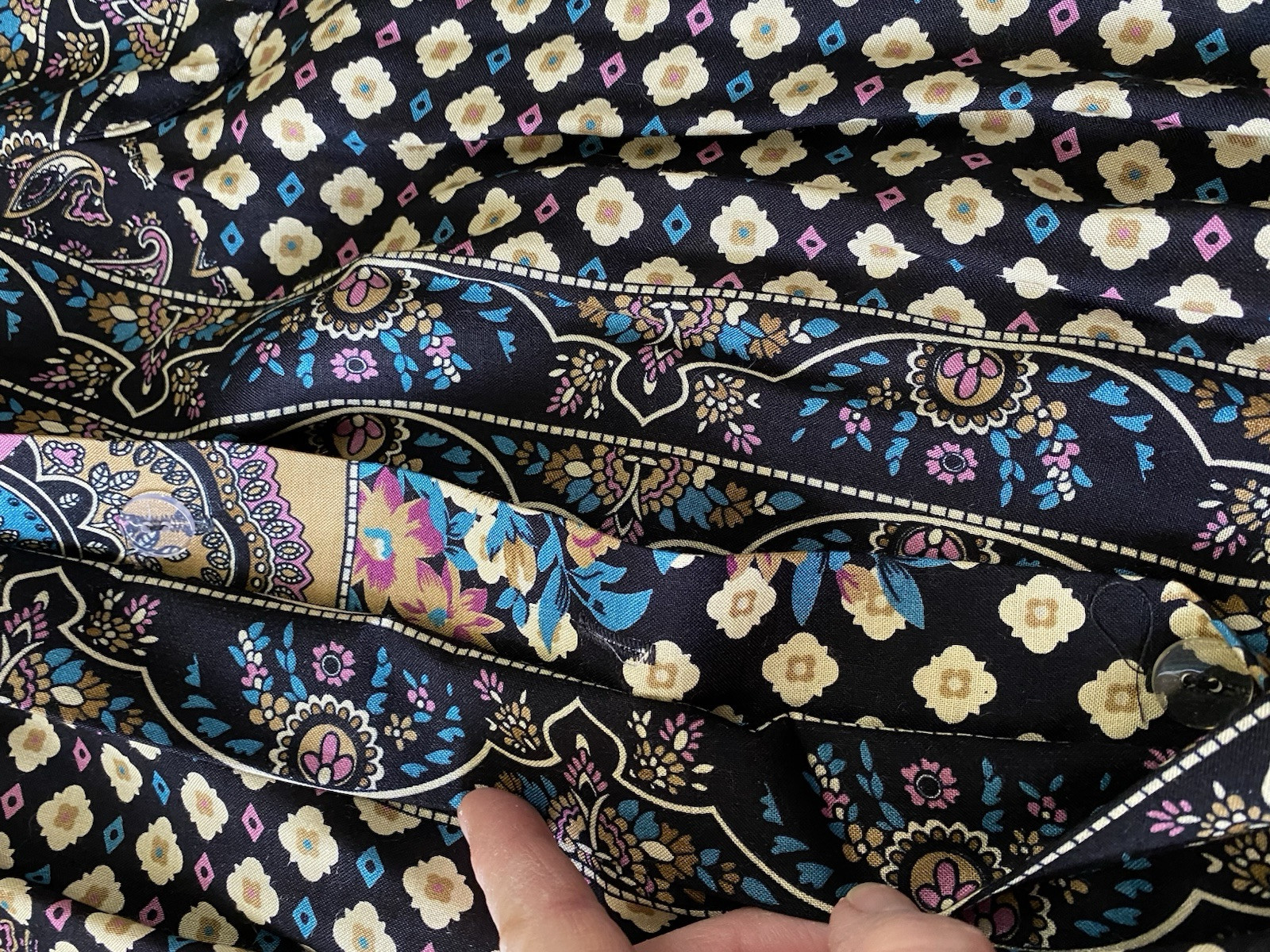 Vintage Floral Paisley Lady Carol Rayon Button Down Shirt Dress USA 16 NOS Boho