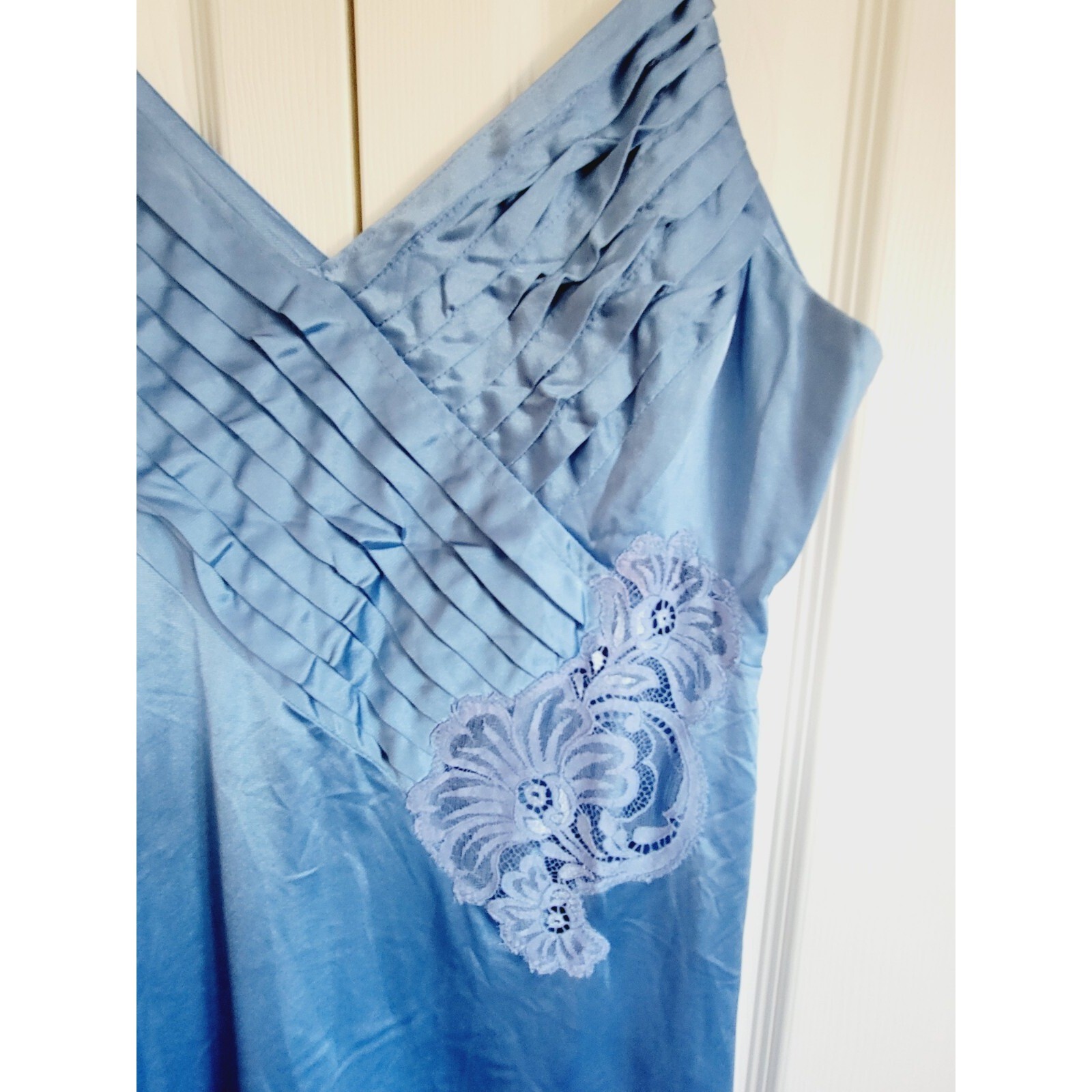 Lily Of France M Vintage 60&rsquo;s Long Nightgown Robe Blue Set Union Made USA Lace