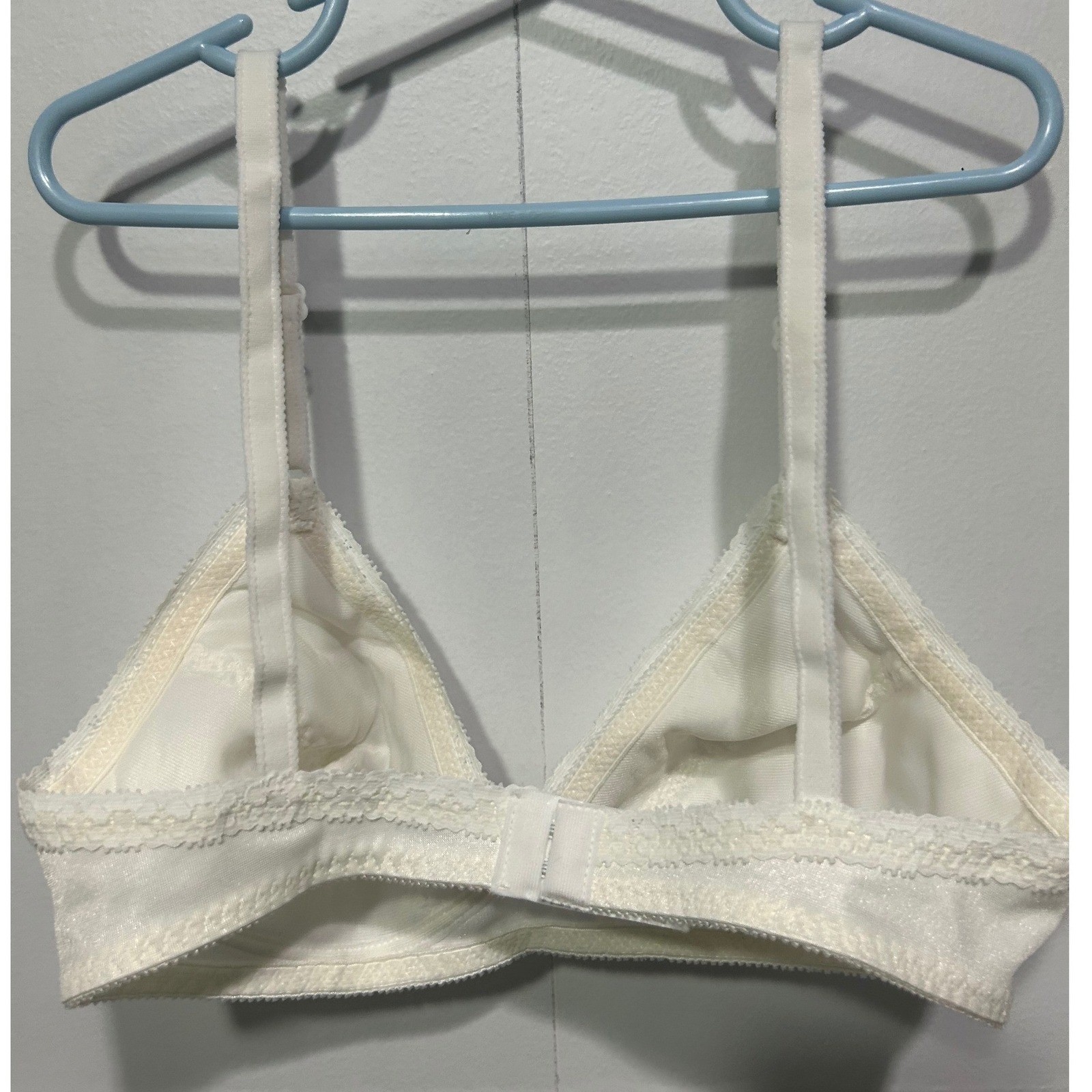 Playtex Wireless Bra Womens 32 Nearly B White Vintage Style 216 Lace Trim