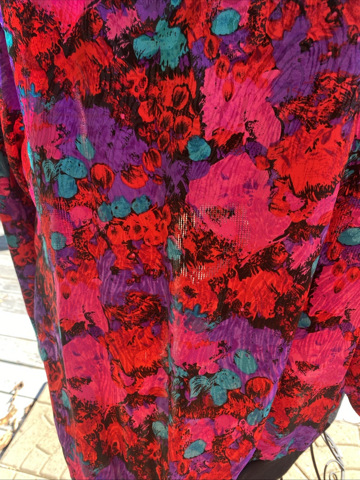 Vintage Polyester Maygene Floral Zip Up Windbreaker Jacket Size M